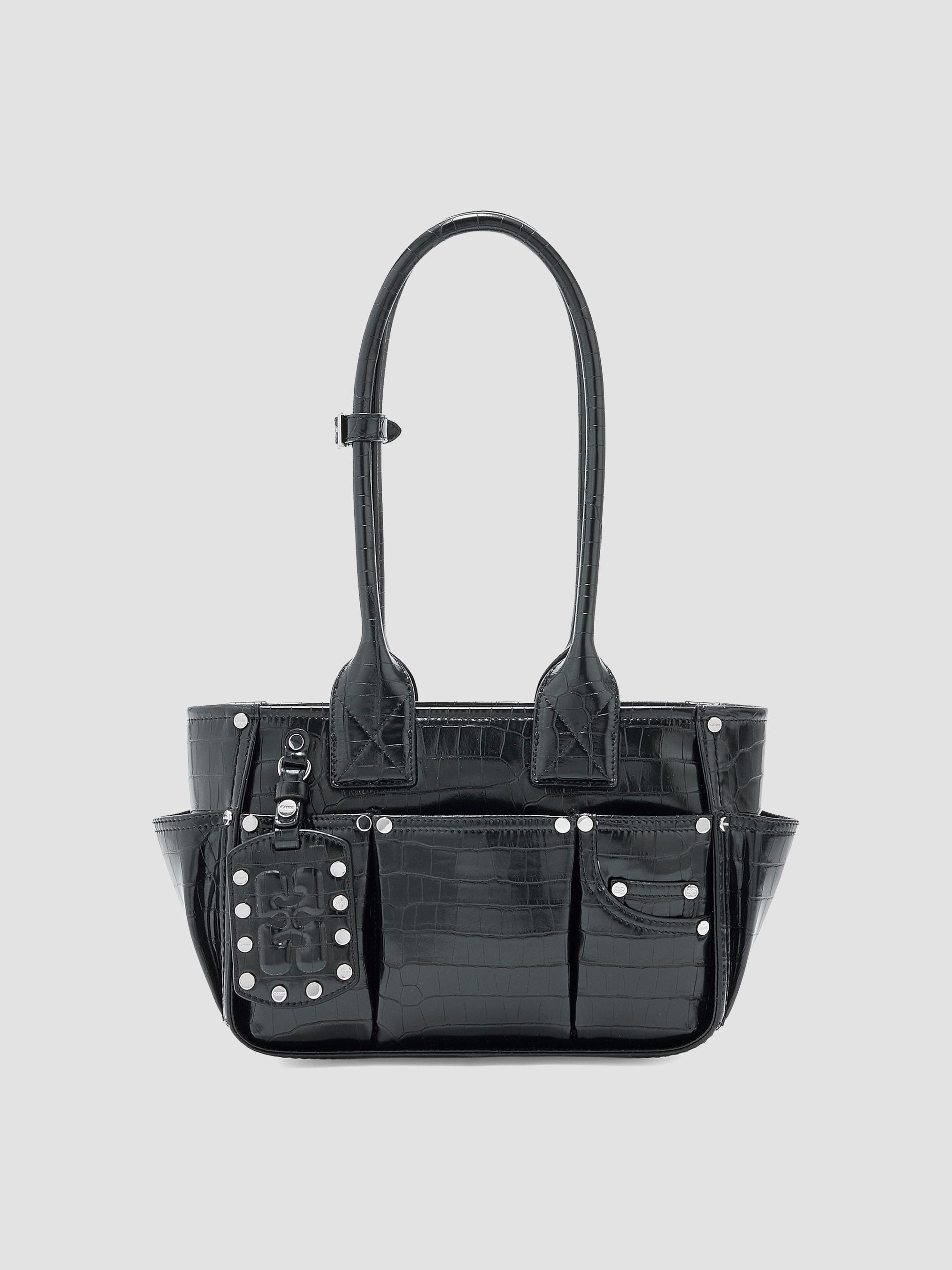 Ganni Women's Posy Croc-Embossed Shoulder Bag - Black | Thumbnail 2