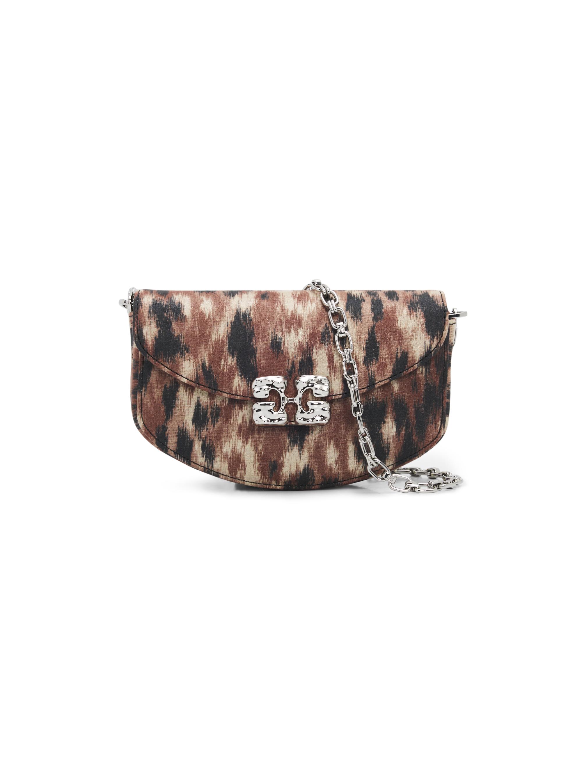 Ganni Women's Lulu Blurred Leopard Wallet-On-Chain - Burro