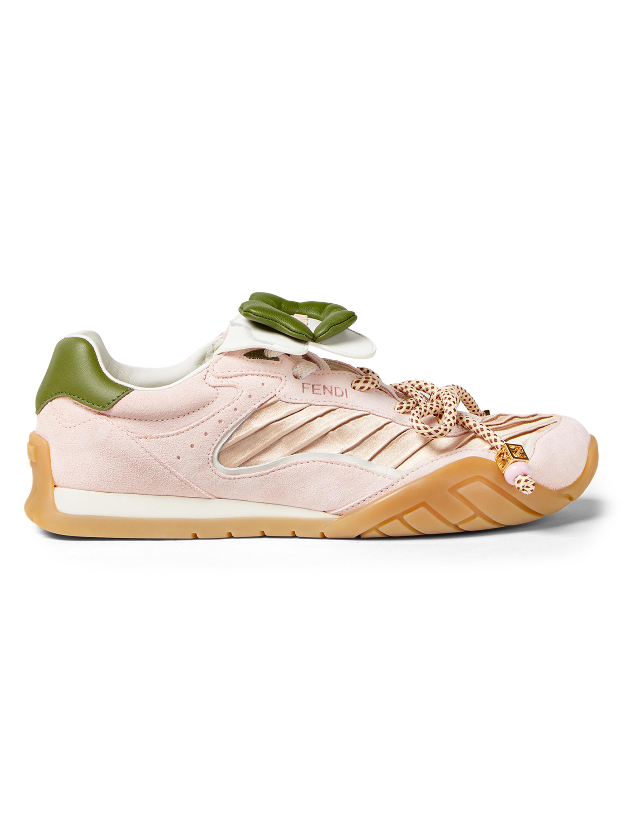 Fendi Women's Wave Pulse Textured Low-Top Leather Sneakers - Rosa Ice