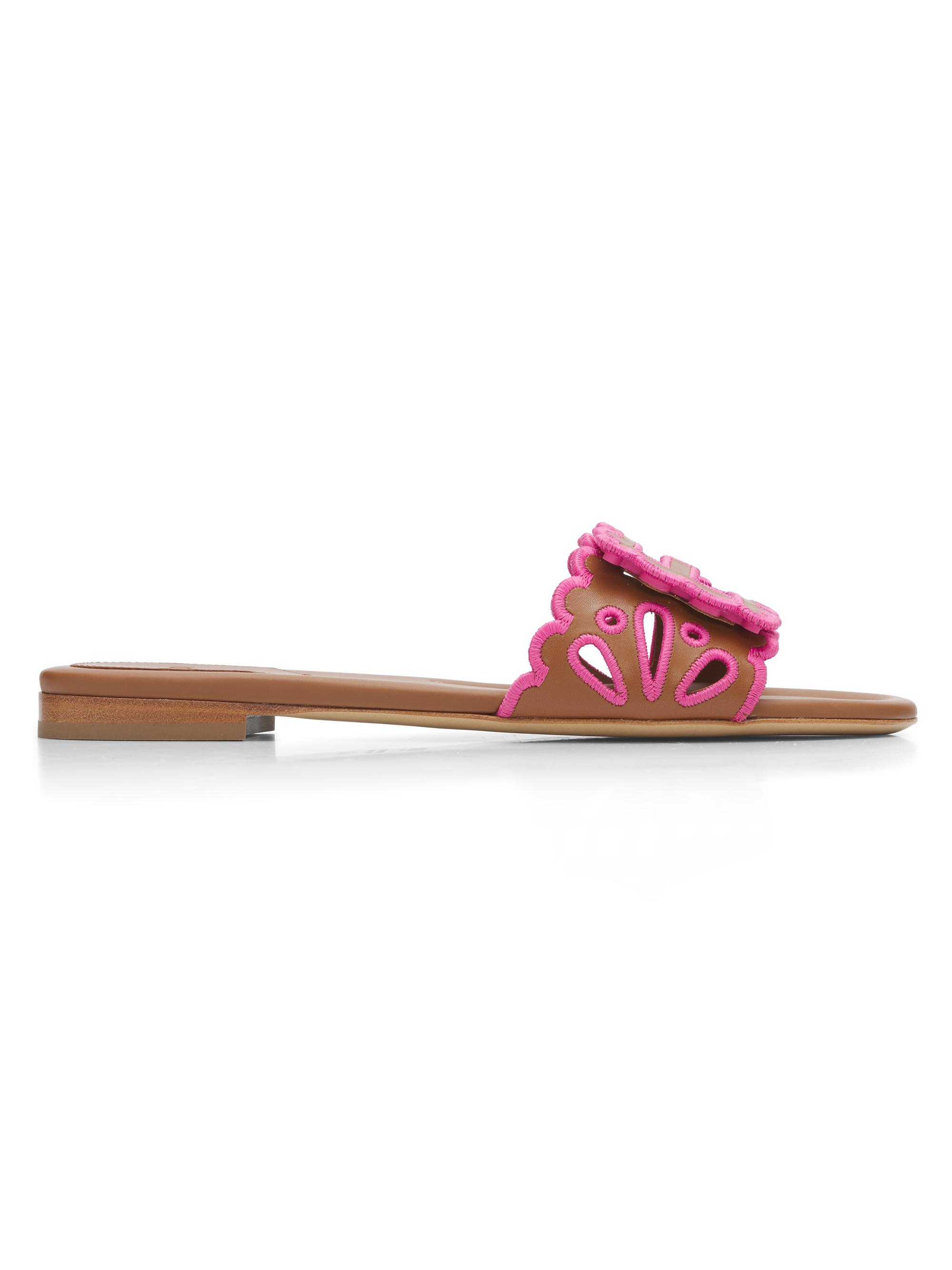 Fendi Sunshine Logo Leather Flat Slides | Saks Fifth Avenue