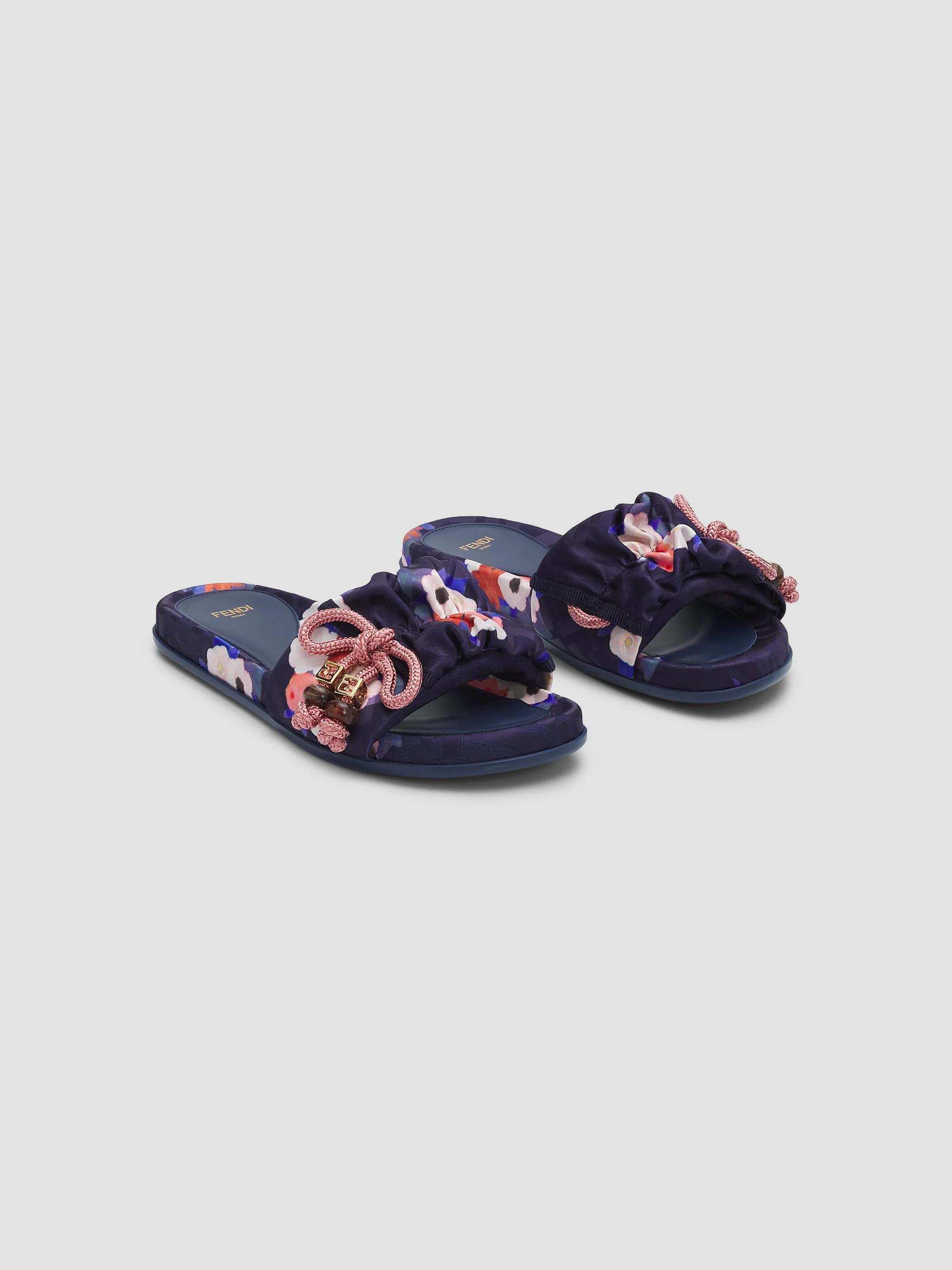 Fendi Feel FF Jacquard Satin Slides | Saks Fifth Avenue