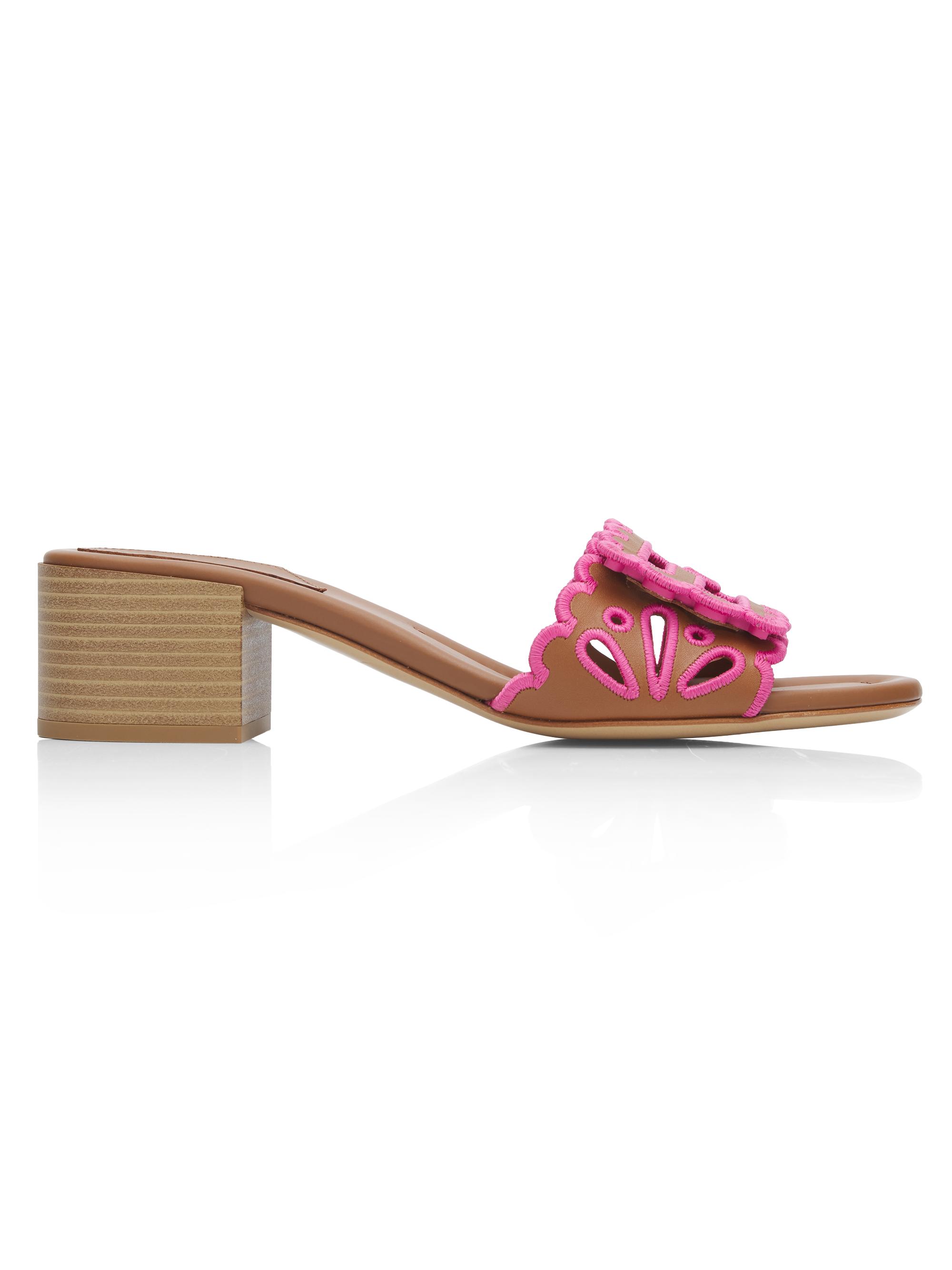 Fendi Women's Baguette 45MM Eyelet Leather Mules - Sellier Surfinia