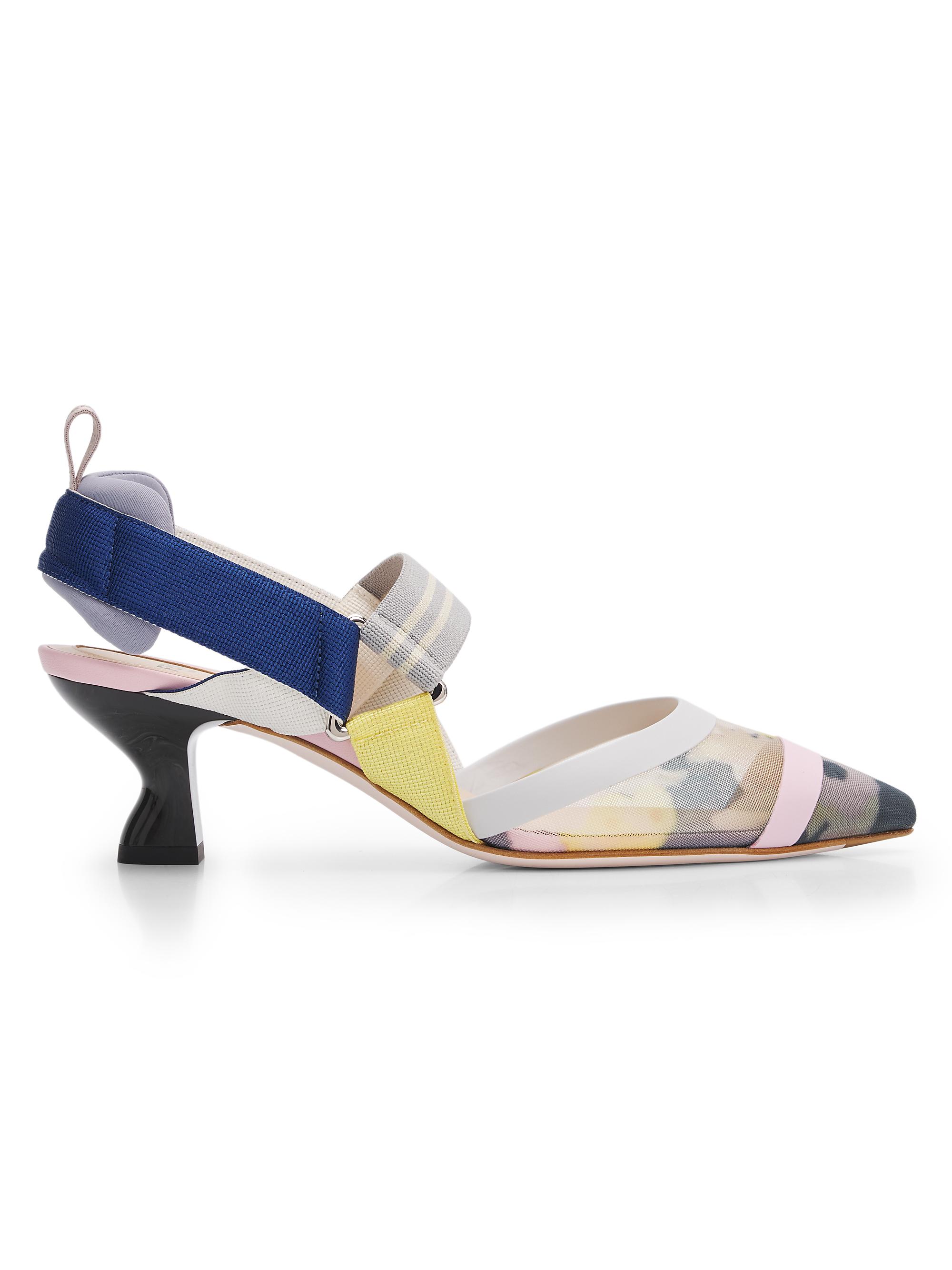 Fendi Women's Colibri 55MM Mesh Slingback Pumps - Nero Multi Grigio Scur