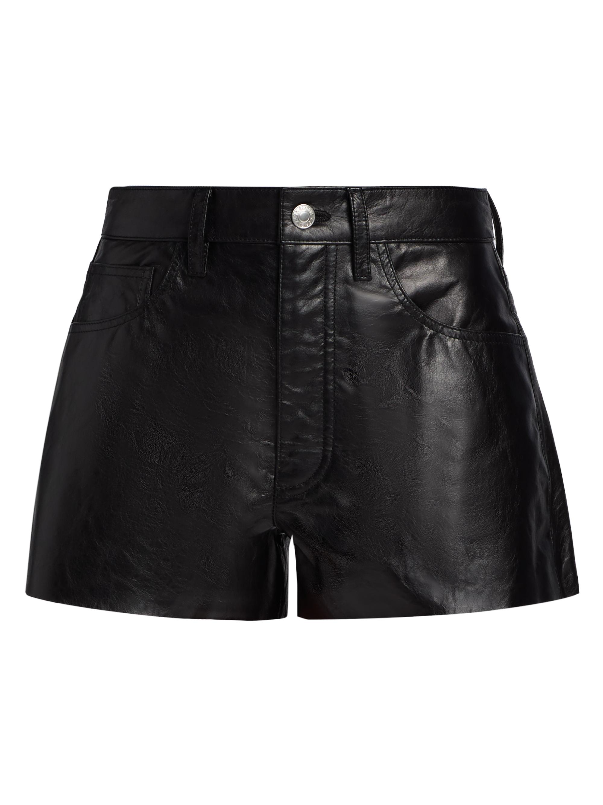 Re/done Women's Leather A-Frame Shorts - Black