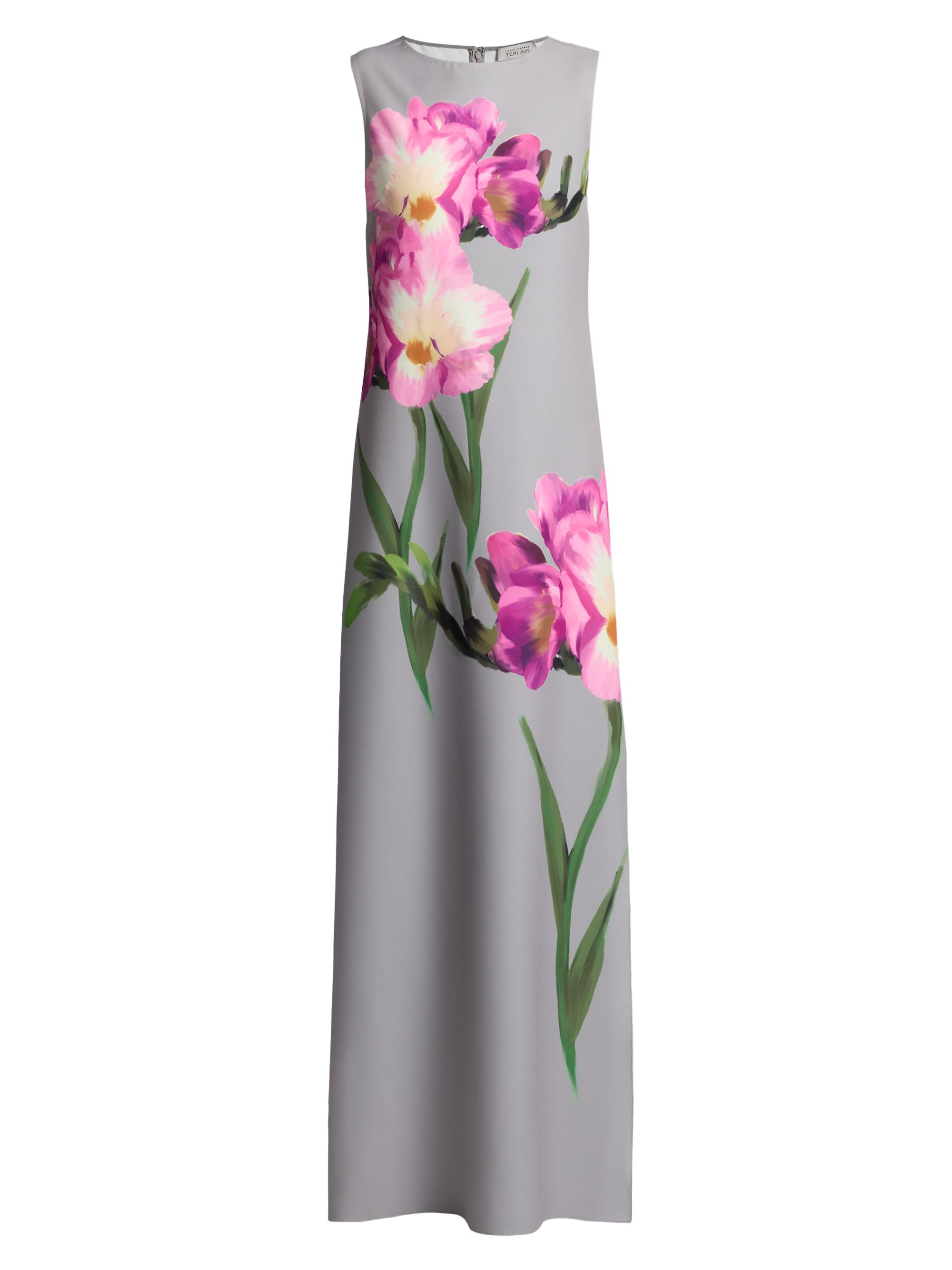 Teri Jon by Rickie Freeman Women's Floral Sleeveless Shift Gown - Grey Multi | Thumbnail 8