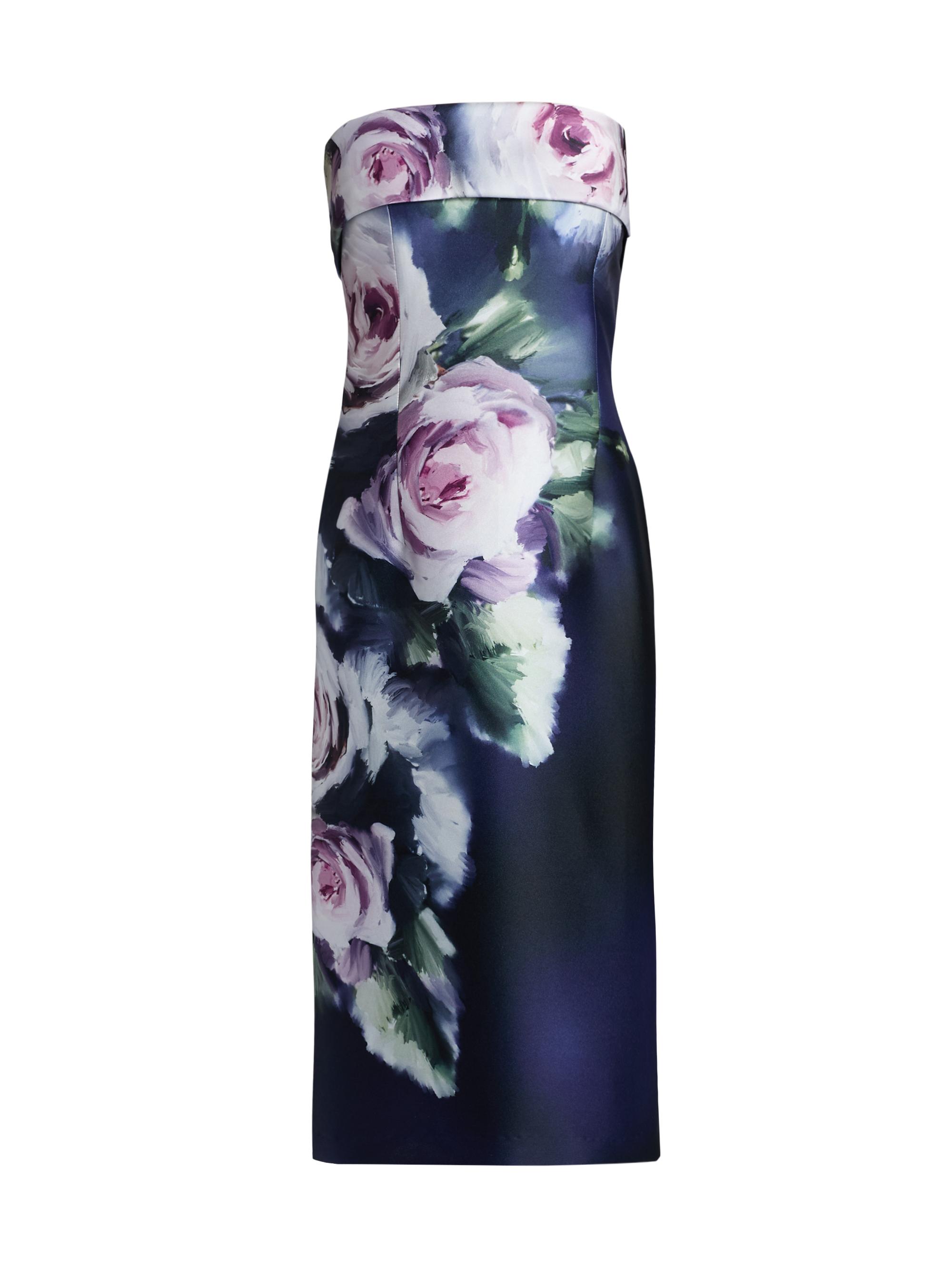 Teri Jon by Rickie Freeman Women's Mikado Floral Strapless Midi-Dress - Navy Multi | Thumbnail 8