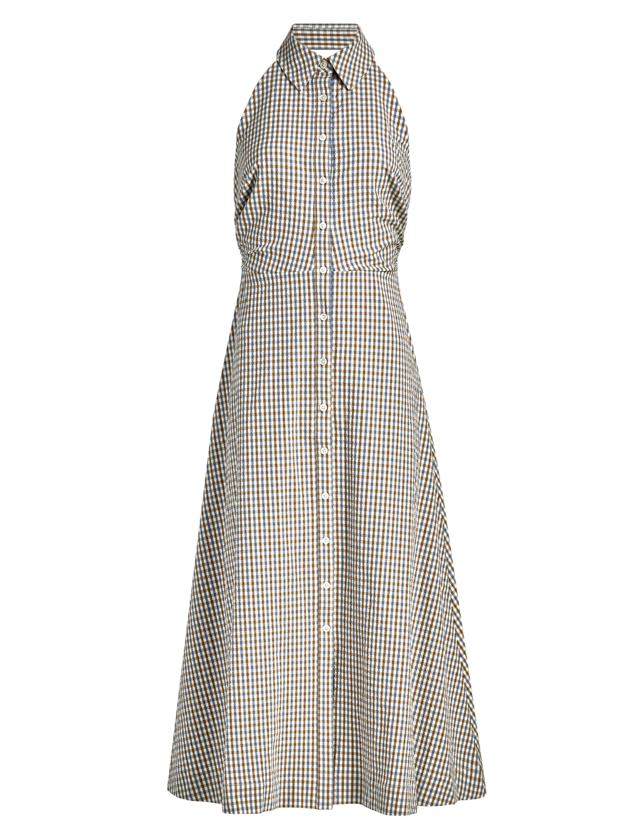 Veronica Beard Women's Mackey Gingham Halterneck Midi-Shirtdress - Acorn Multi