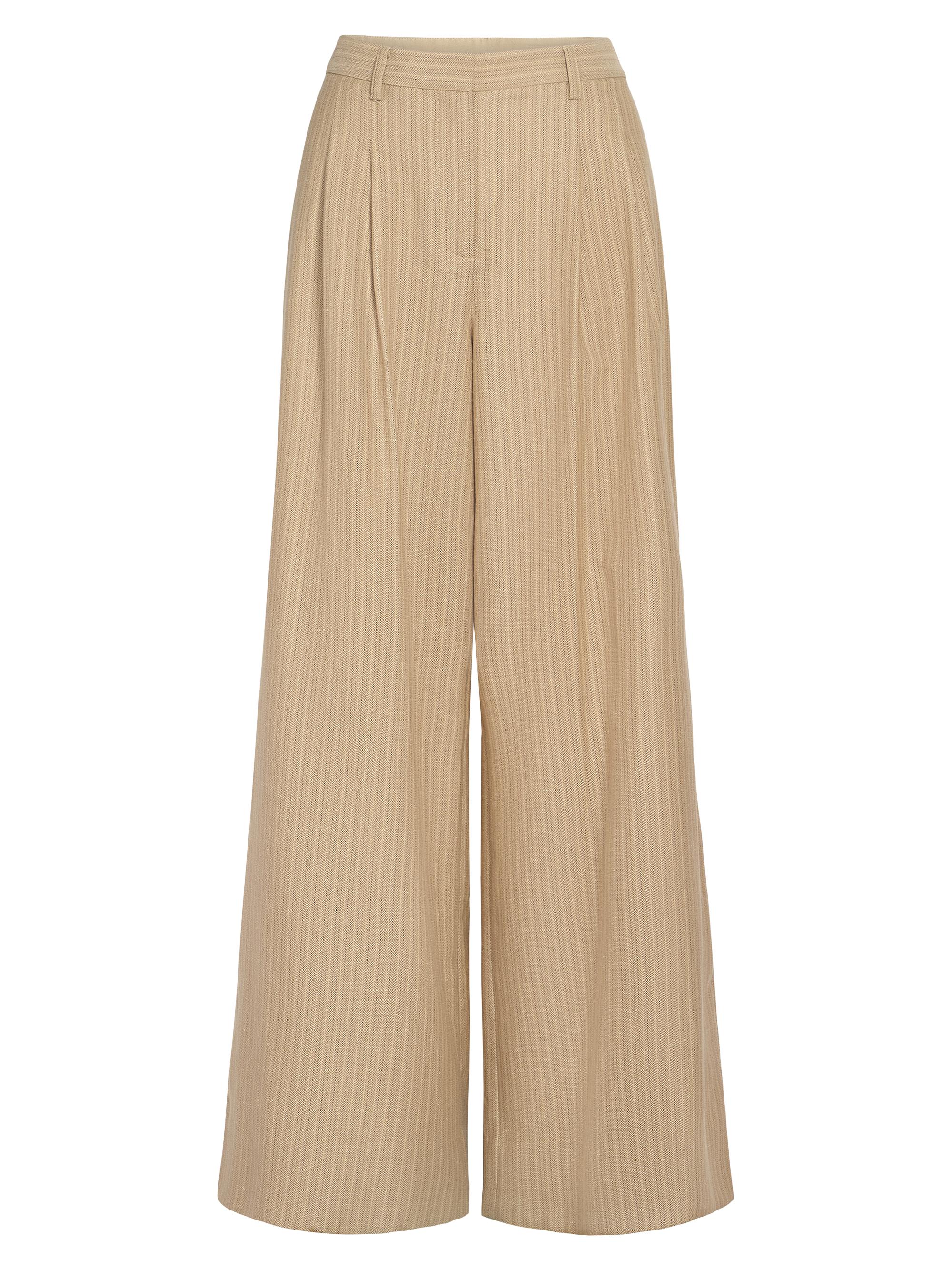 TWP Women's Avery Striped Wool-Linen Wide-Leg Pants - Safari Argan Oil