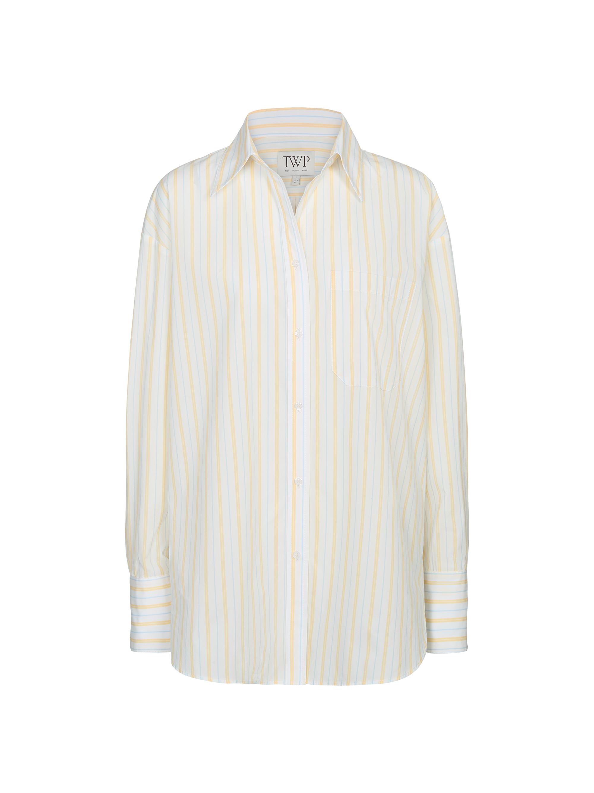 TWP Women's Big Joe Striped Cotton Shirt -  Yellow Blue