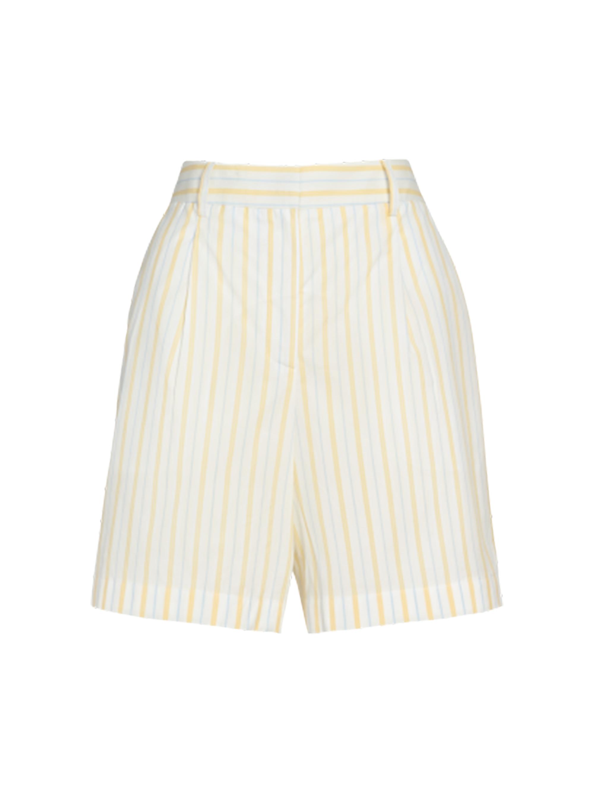 TWP Women's Henry St. Striped Wide-Leg Shorts -  Yellow Blue
