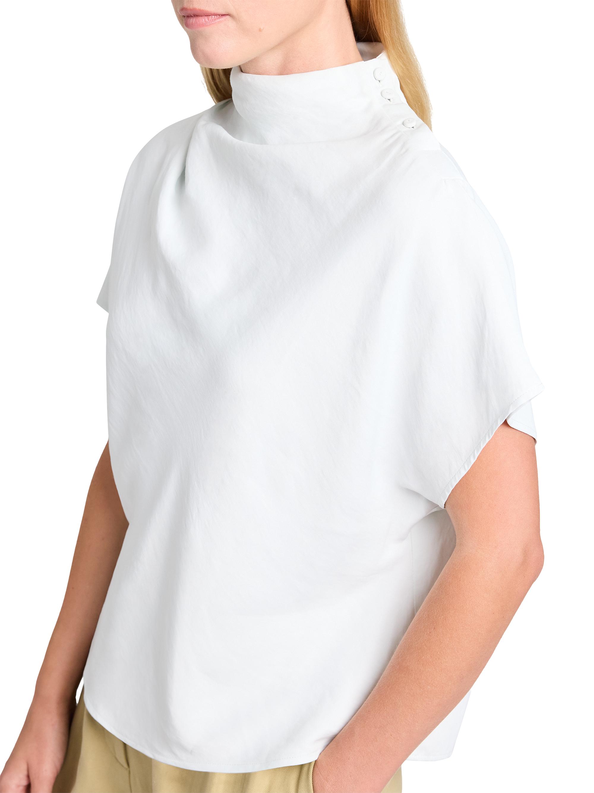 TWP Draped Mock Neck Linen-Blend T-Shirt | Saks Fifth Avenue