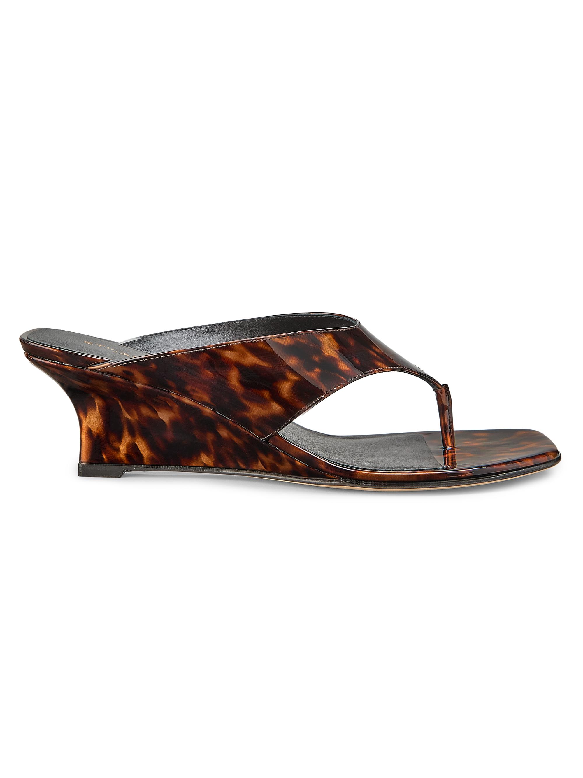 Stuart Weitzman Women's 50MM Vinnie Printed Patent Leather Wedge Sandals - Black Multi - Women's Shoes