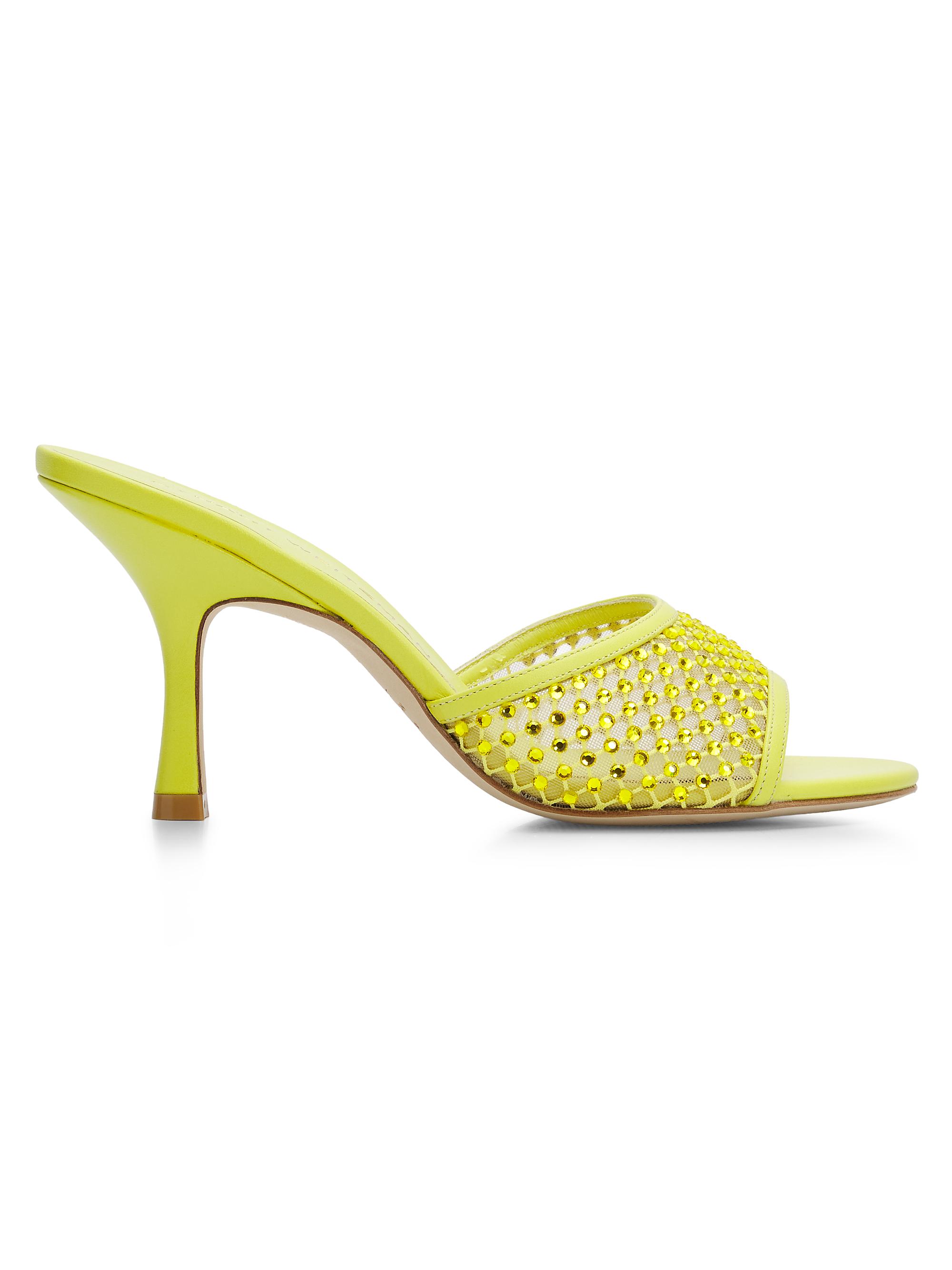 Stuart Weitzman Women's Bareitall Shine 85MM Crystal-Embellished Leather Stiletto-Heel Sandals - Citrine