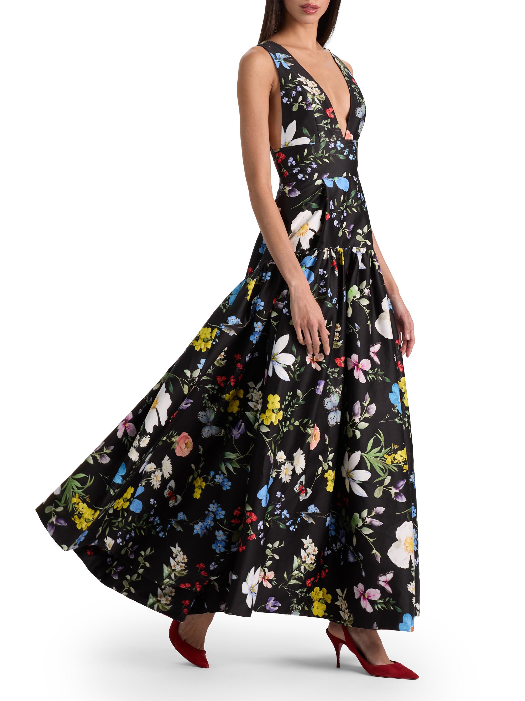 alice and olivia lila maxi dress LILA STRUCTURED MIDI DRESS in MEADOW