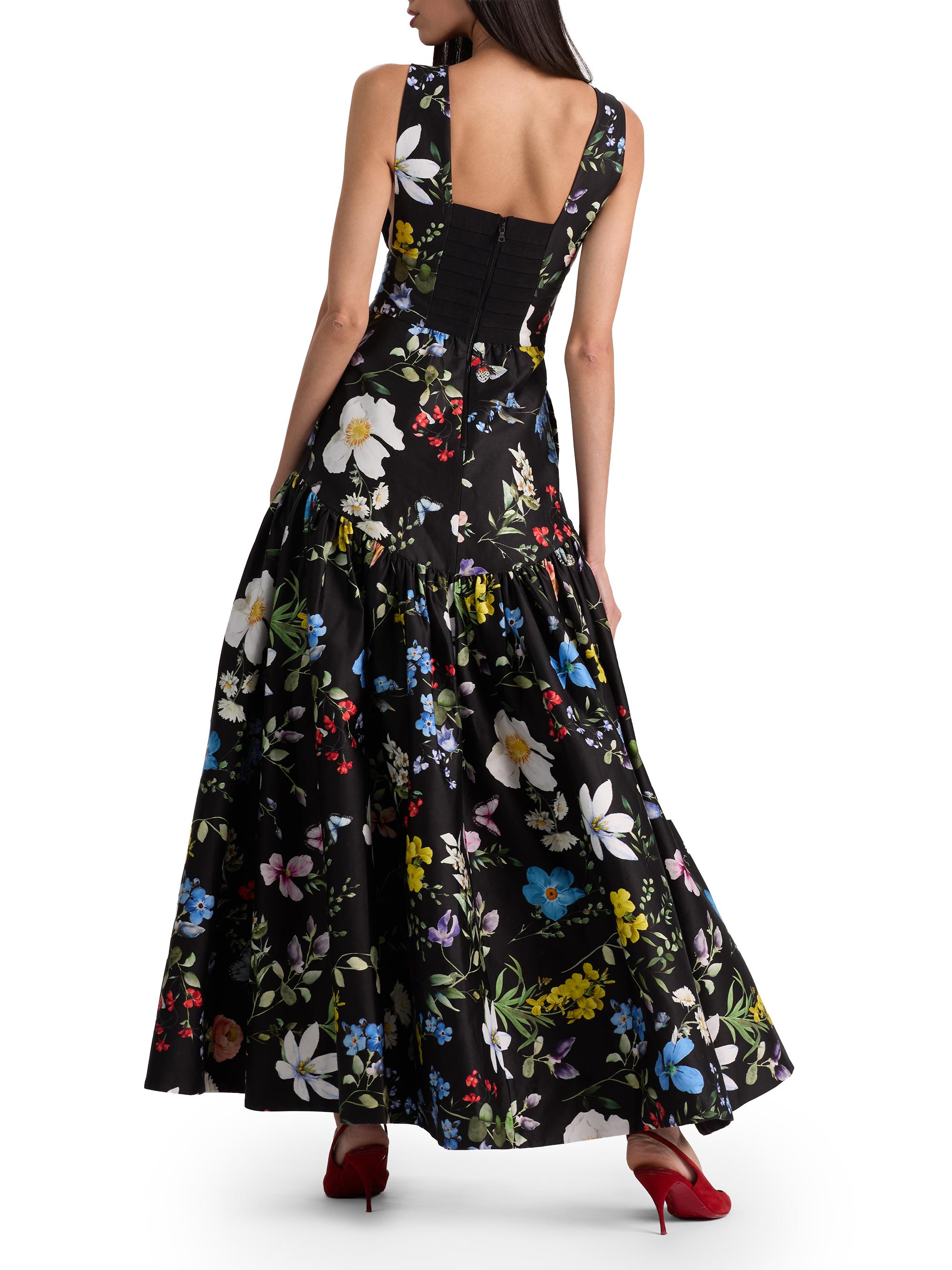 ALICE + OLIVIA Lila Floral Structured Fit & Flare Gown | Saks