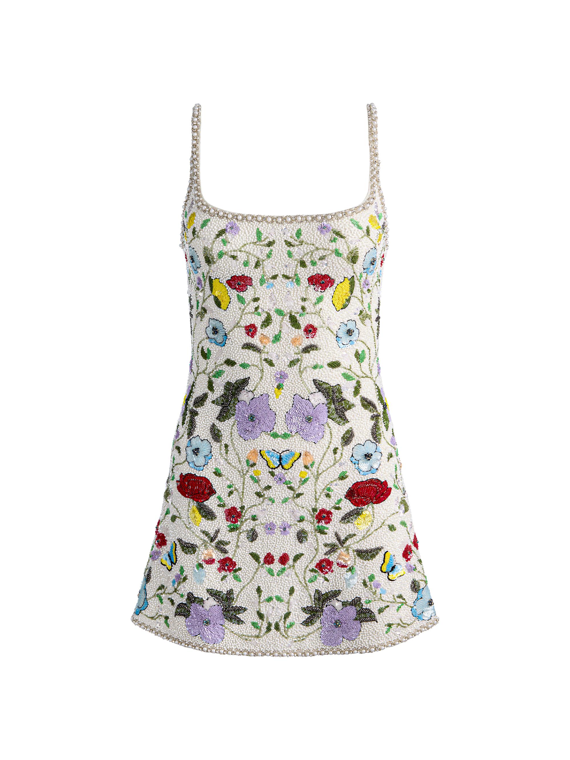 open lace back dress Alice + Olivia Tennie A-Line Mini Dress Blue Cherry Blossom Jacquard S –  Celebrity Owned main image 0