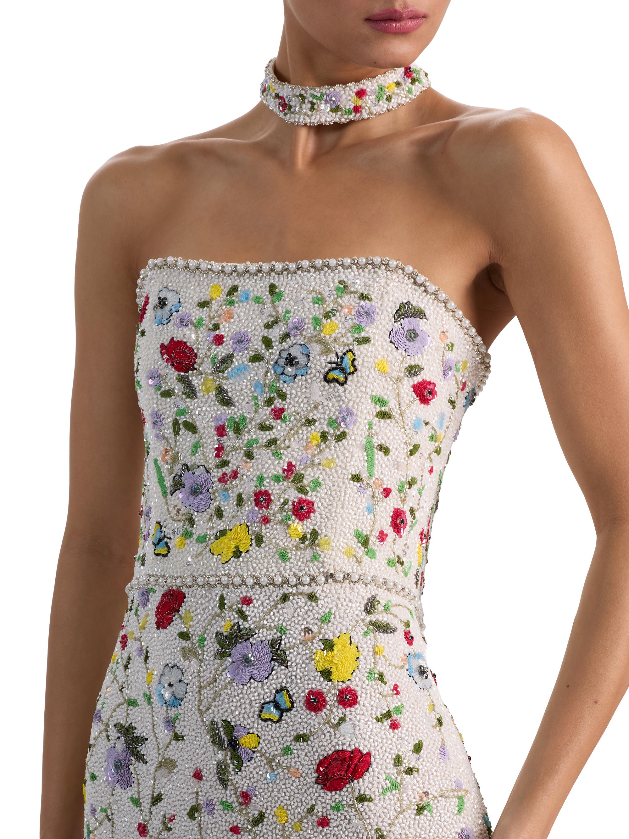 ALICE + OLIVIA Georgie Embellished Strapless Gown & Collar | Saks Fifth  Avenue
