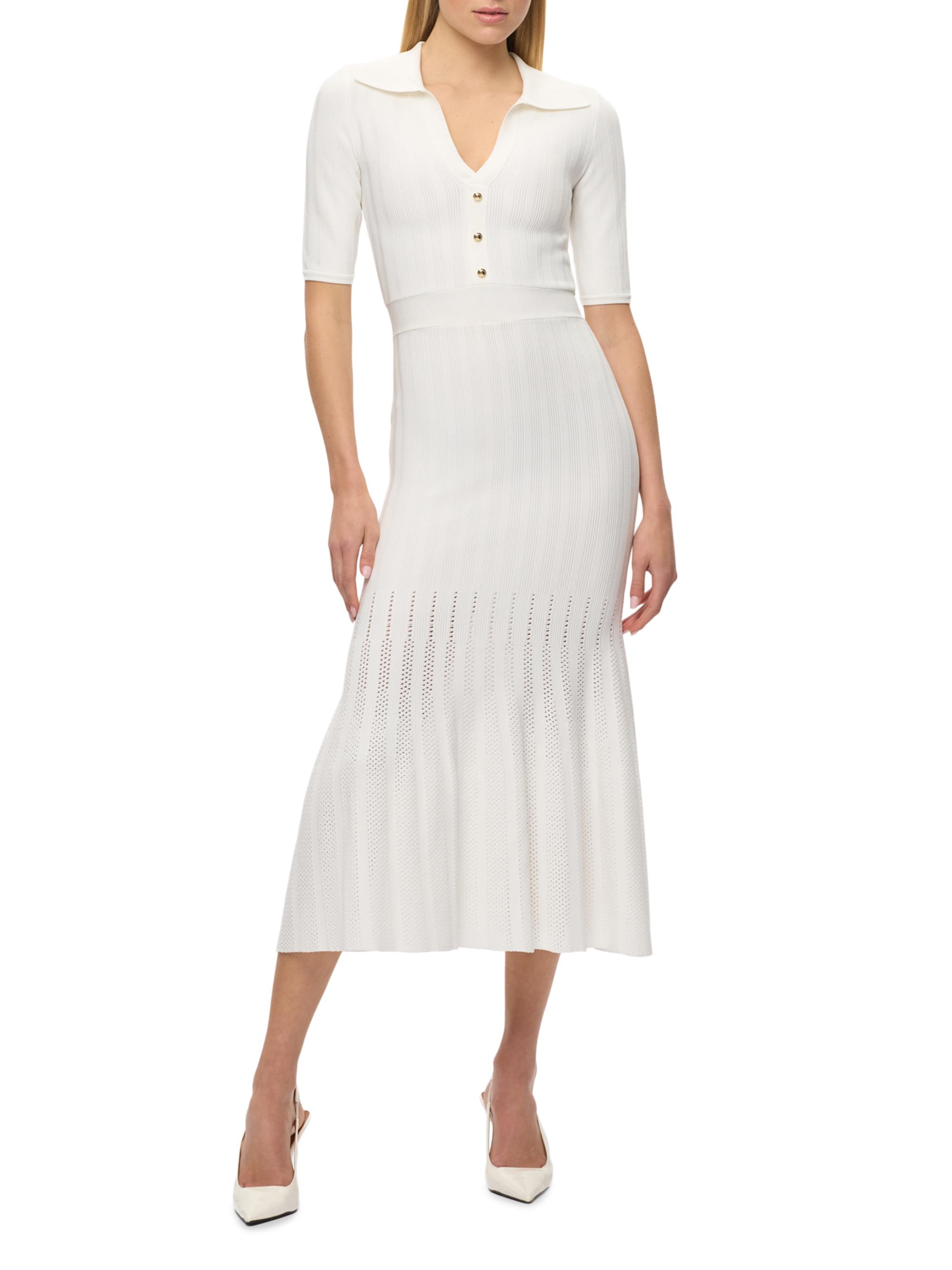 Hervé Léger Women's Adele Rib-Knit Midi-Dress - Alabaster