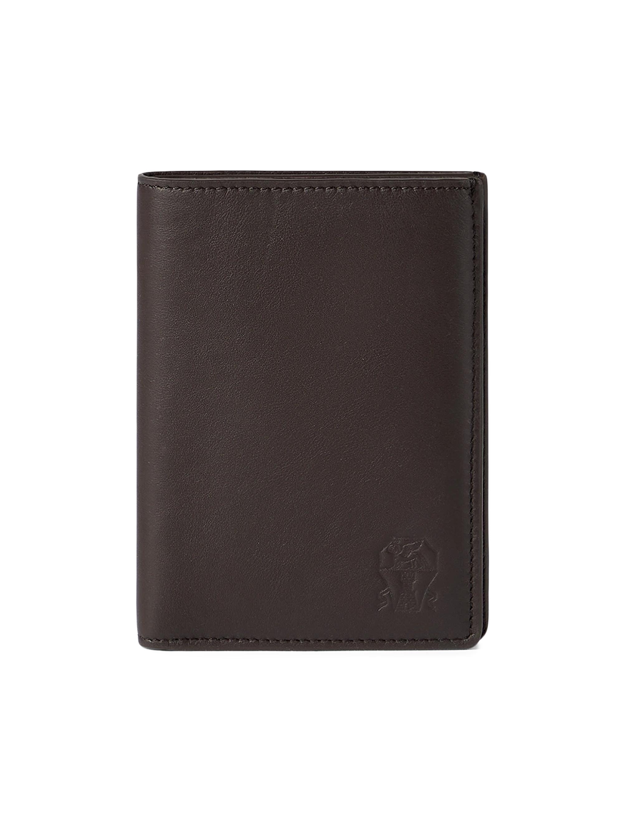 Brunello Cucinelli Men's Smooth Calfskin Passport Holder - Rust Brown