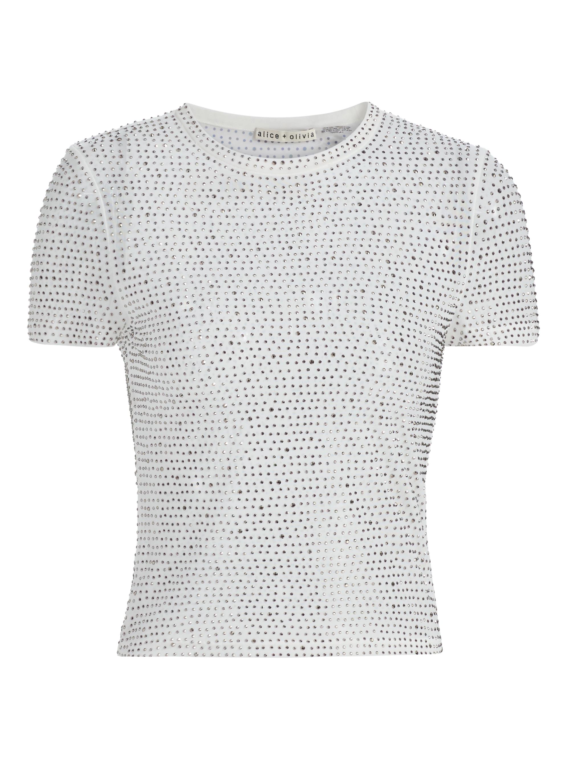 ALICE + OLIVIA Women's Tess Crystal-Embellished T-Shirt - Off White Hematite