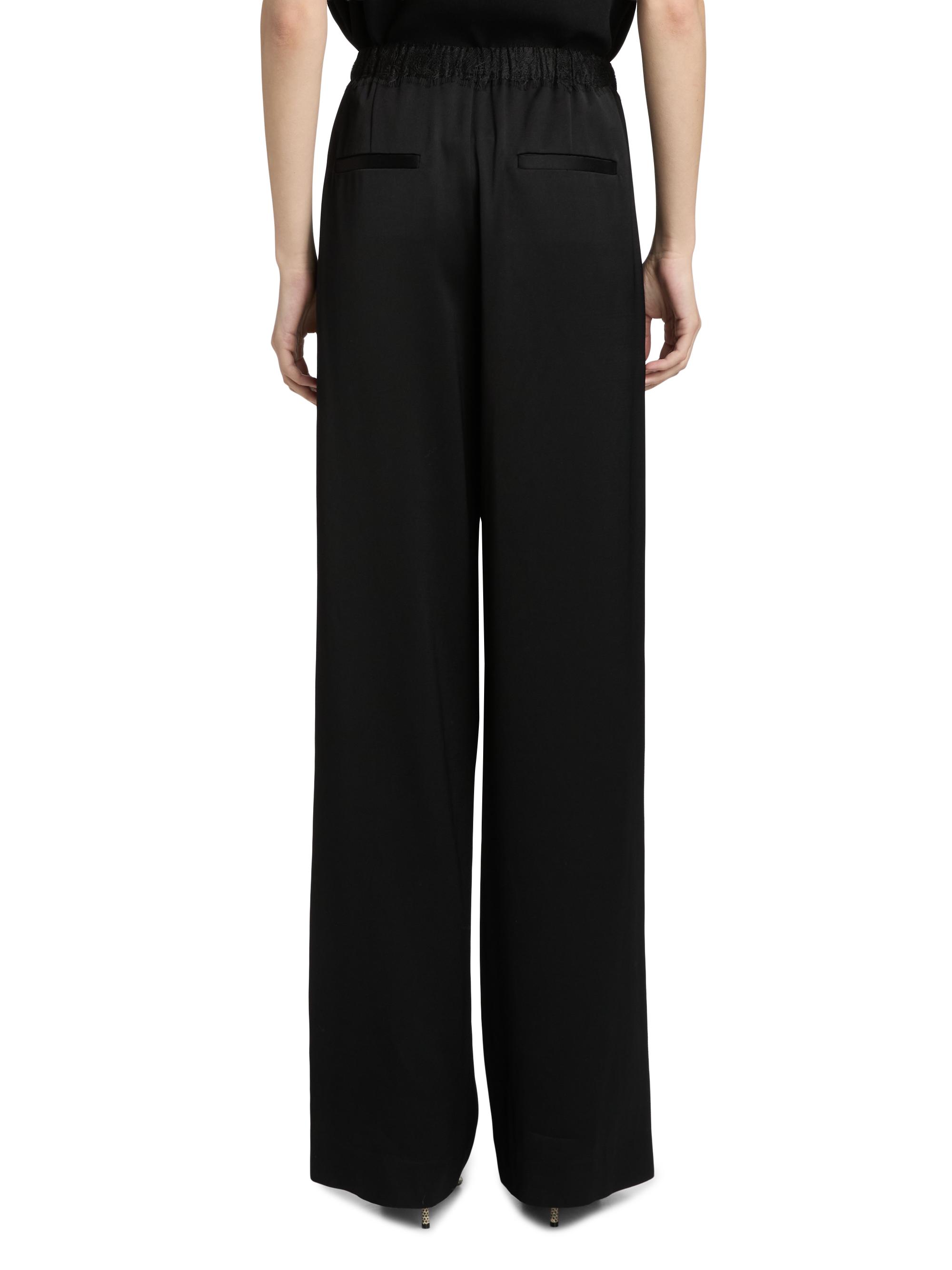 Vince Women's Lace-Trim Satin Wide-Leg Pants - Black | Thumbnail 5