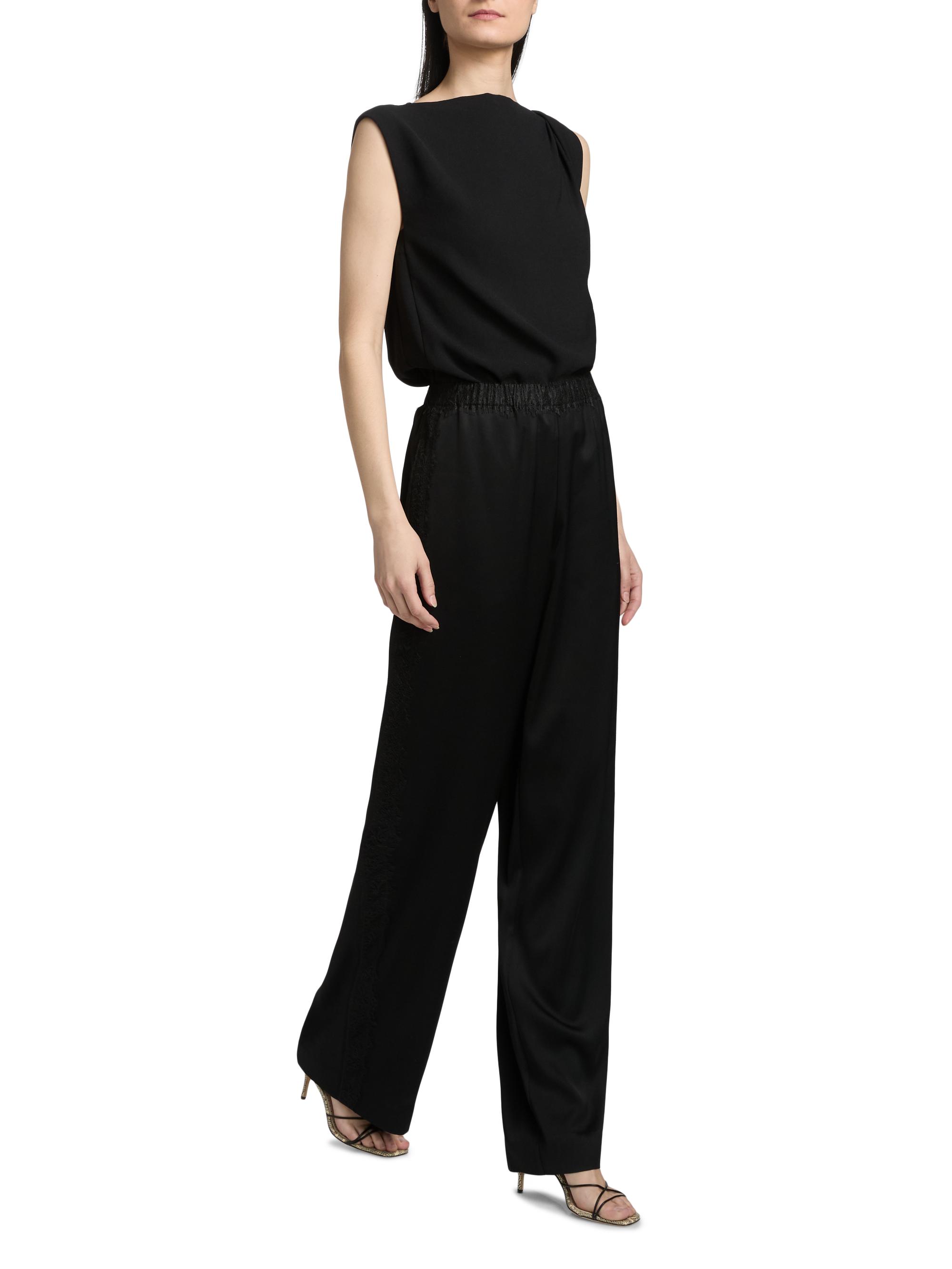 Vince Women's Lace-Trim Satin Wide-Leg Pants - Black | Thumbnail 2
