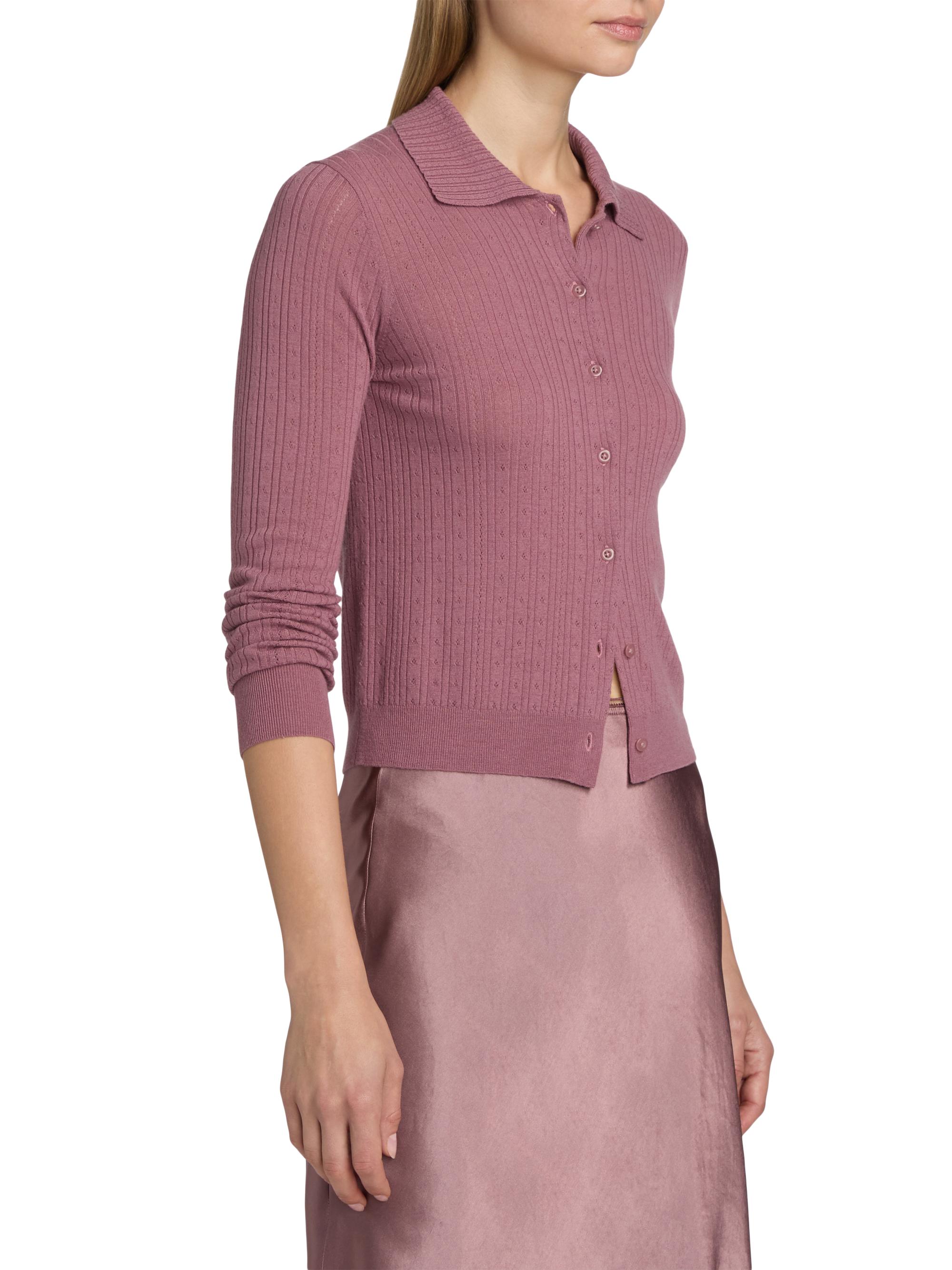 Vince Women's Pointelle Wool Cardigan - Dusty Peony | Thumbnail 4