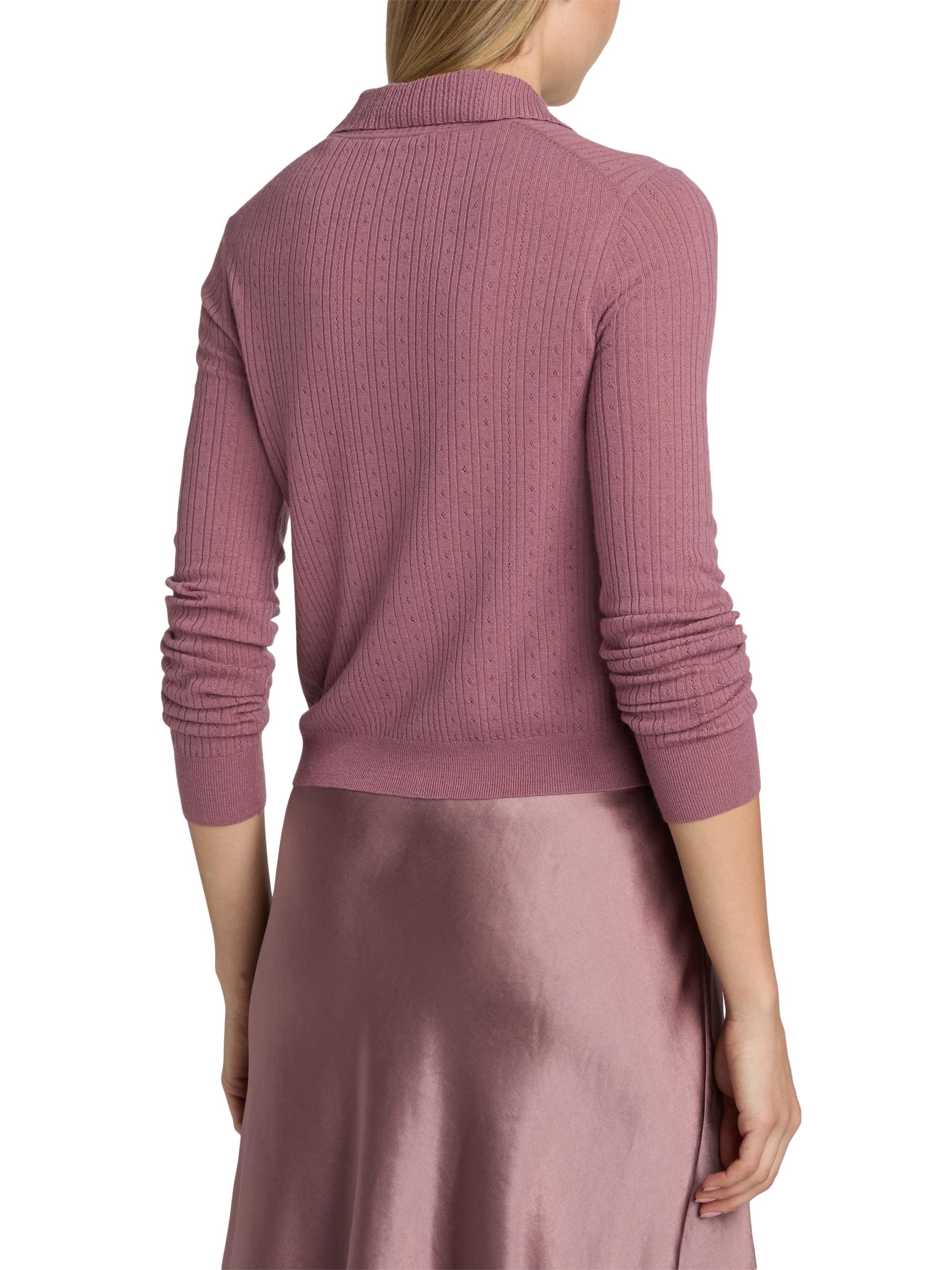 Vince Women's Pointelle Wool Cardigan - Dusty Peony | Thumbnail 5