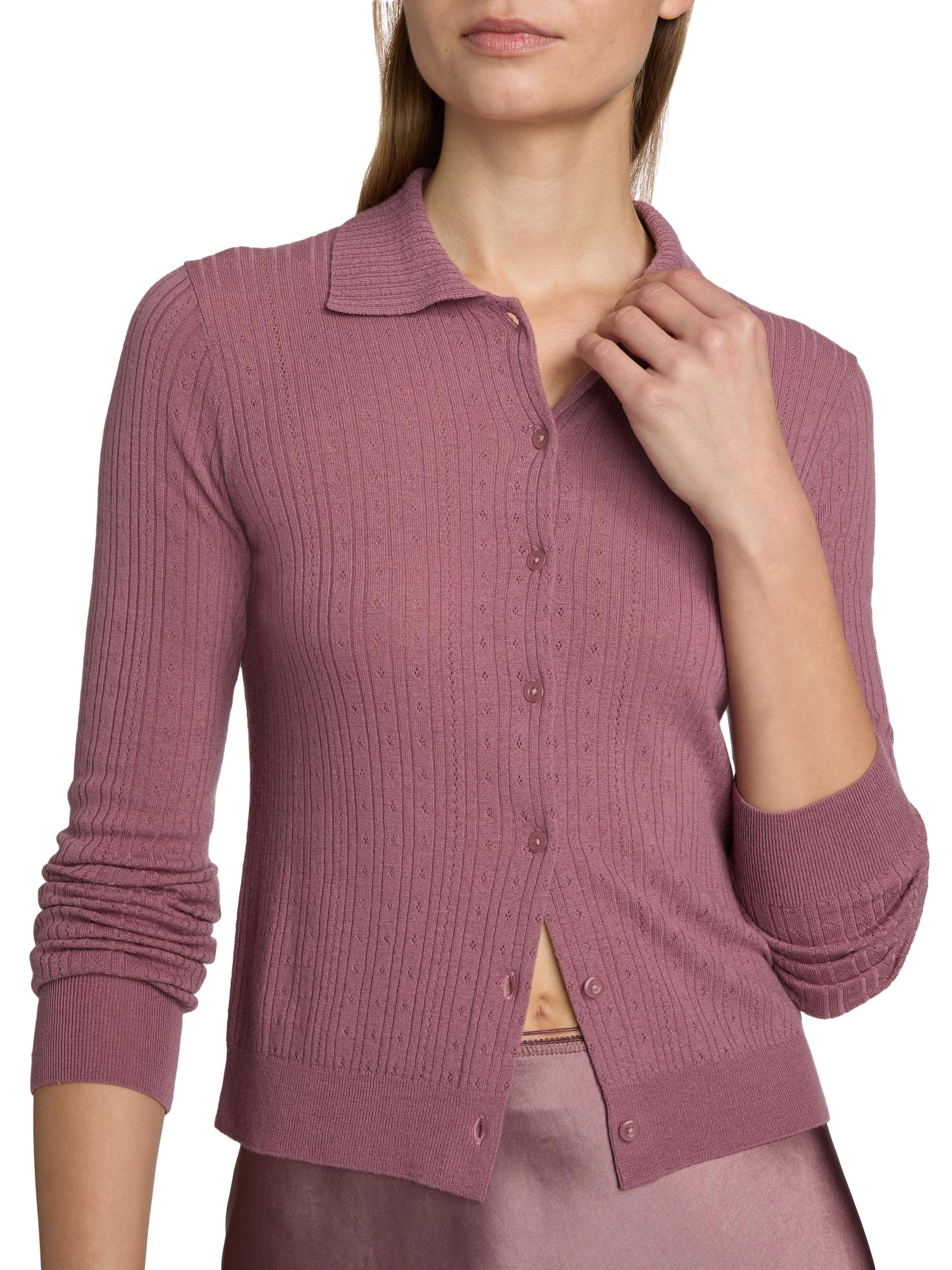 Vince Women's Pointelle Wool Cardigan - Dusty Peony | Thumbnail 6