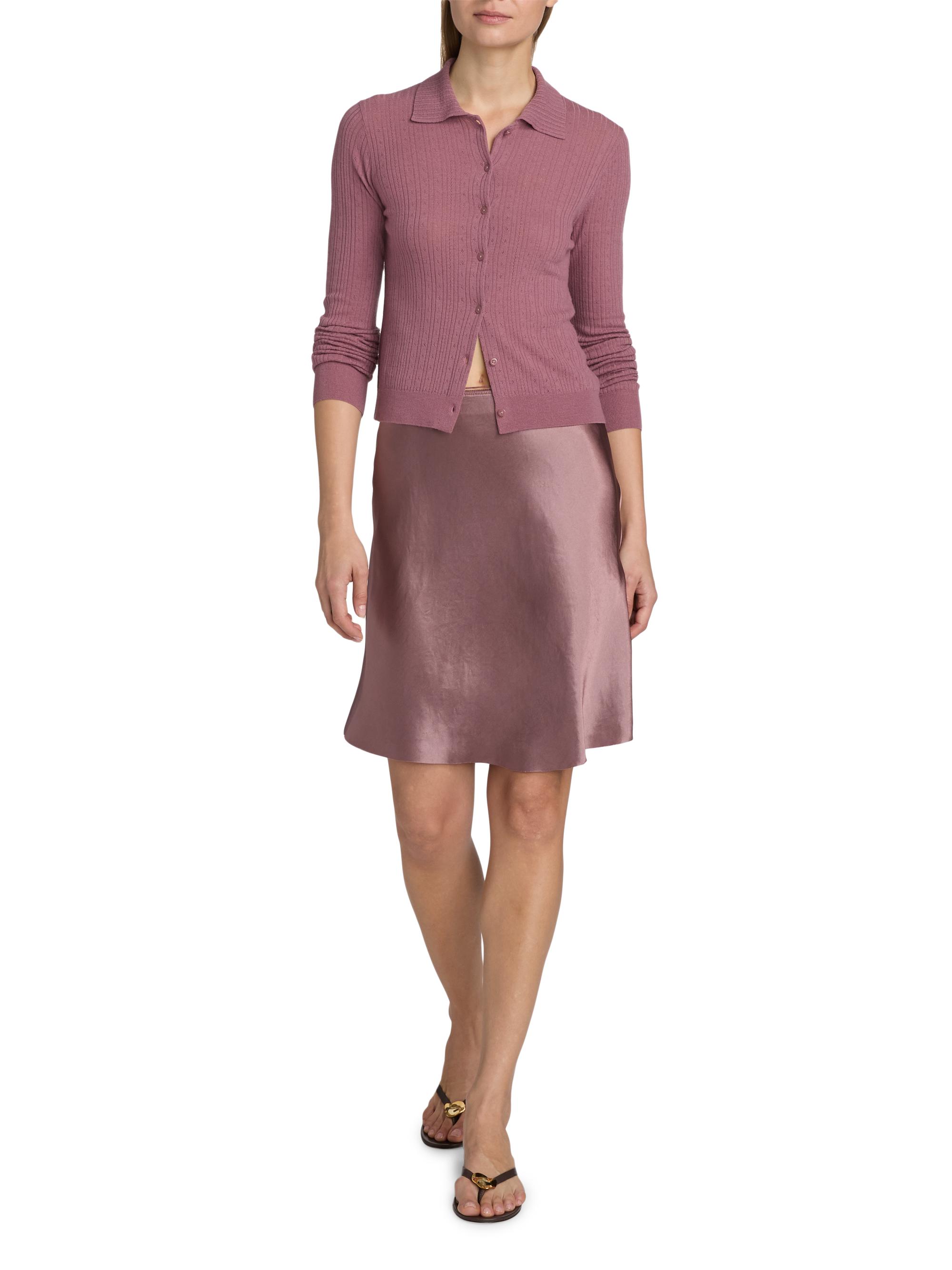 Vince Women's Pointelle Wool Cardigan - Dusty Peony | Thumbnail 2