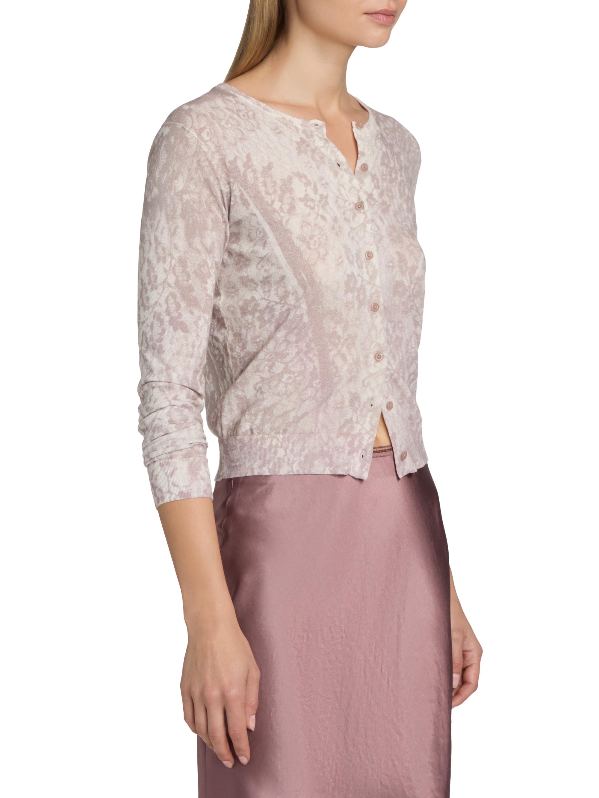 Vince Women's Floral Cotton-Blend Cardigan - Mauve Lilac Lace | Thumbnail 4