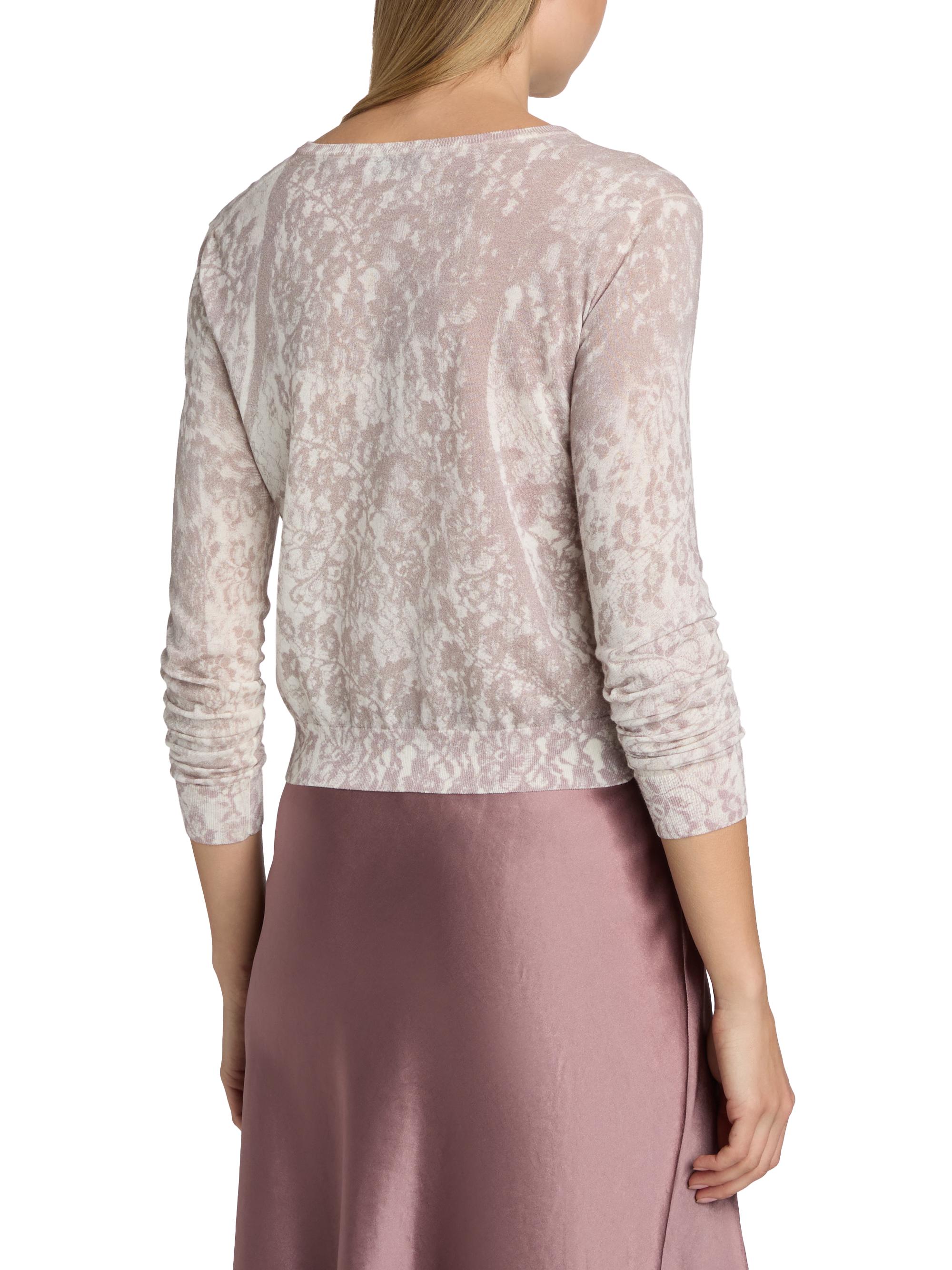 Vince Women's Floral Cotton-Blend Cardigan - Mauve Lilac Lace | Thumbnail 5