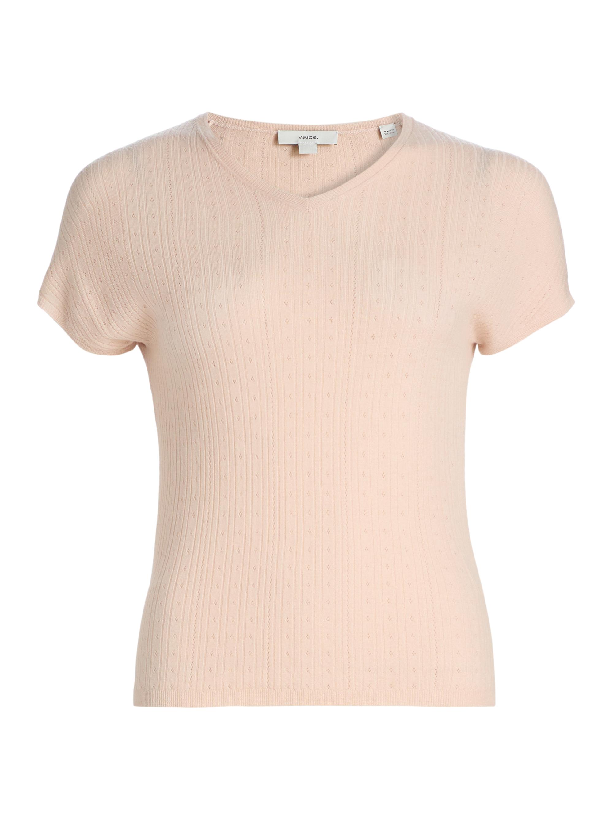 Vince Women's Pointelle Wool T-Shirt - Blush Cloud