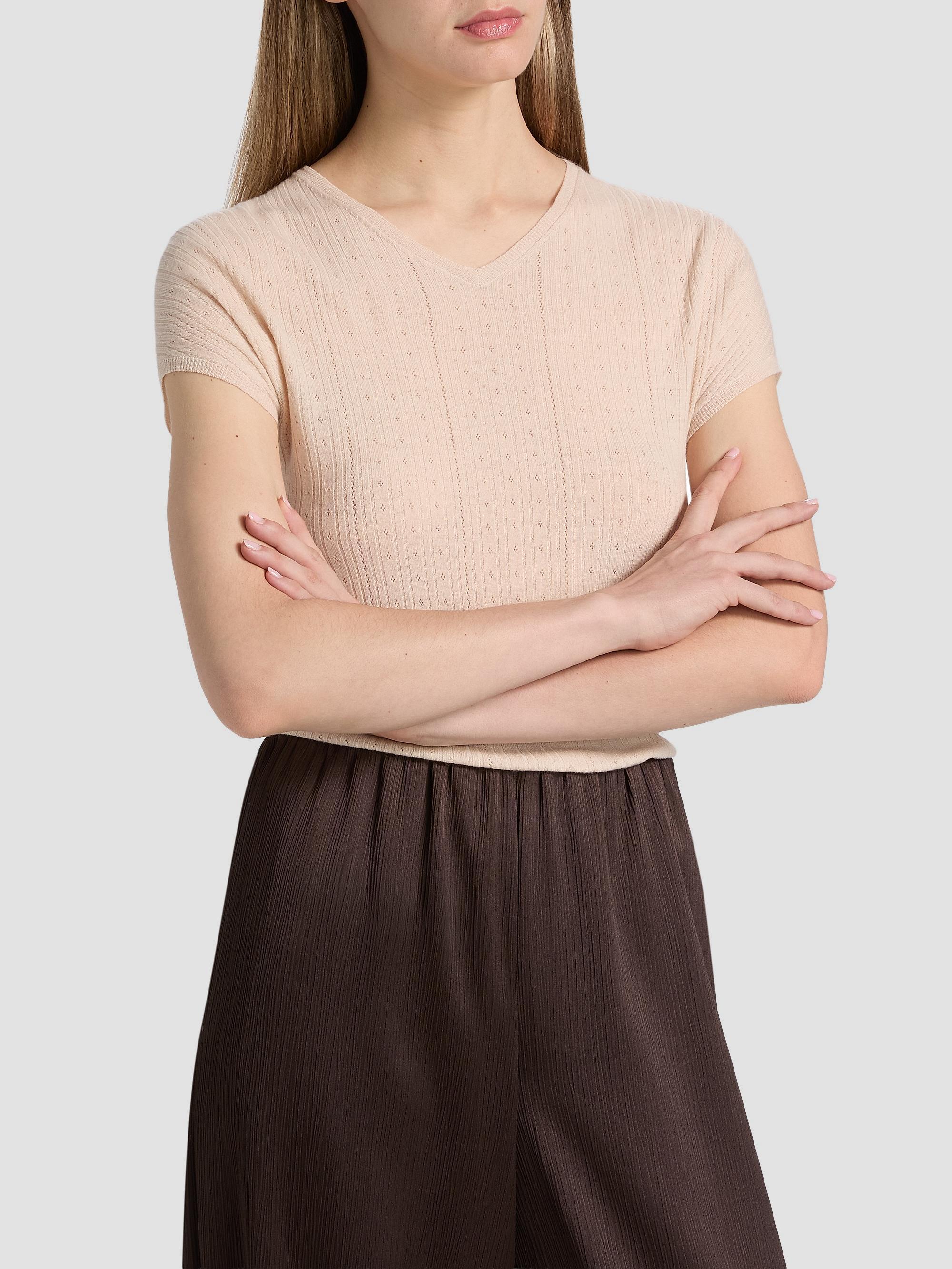 Vince Women's Pointelle Wool T-Shirt - Blush Cloud | Thumbnail 3