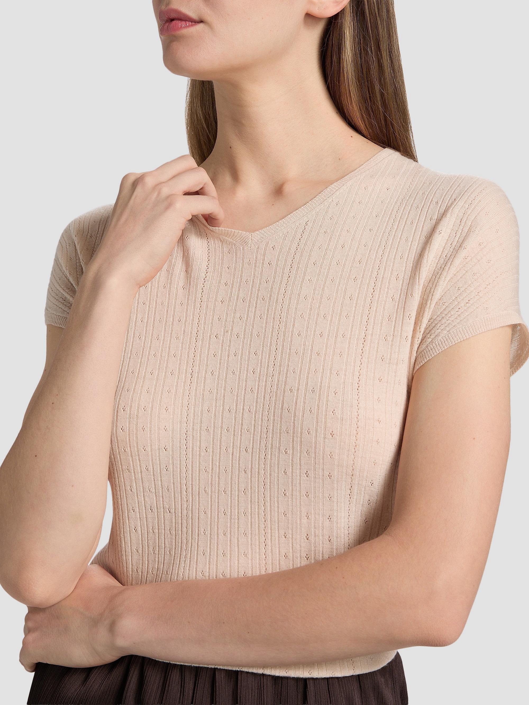 Vince Women's Pointelle Wool T-Shirt - Blush Cloud | Thumbnail 6