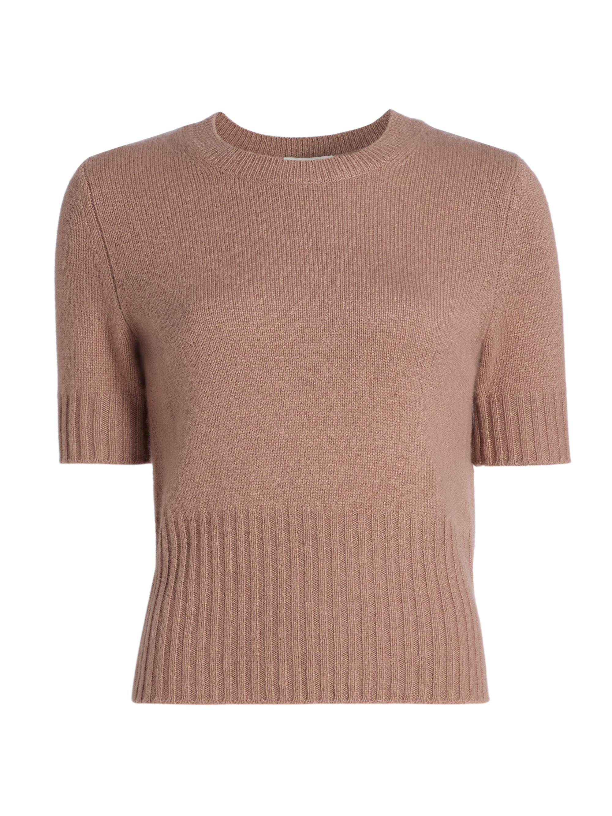 Vince Women's Wool-Cashmere Short-Sleeve Sweater - Toffee