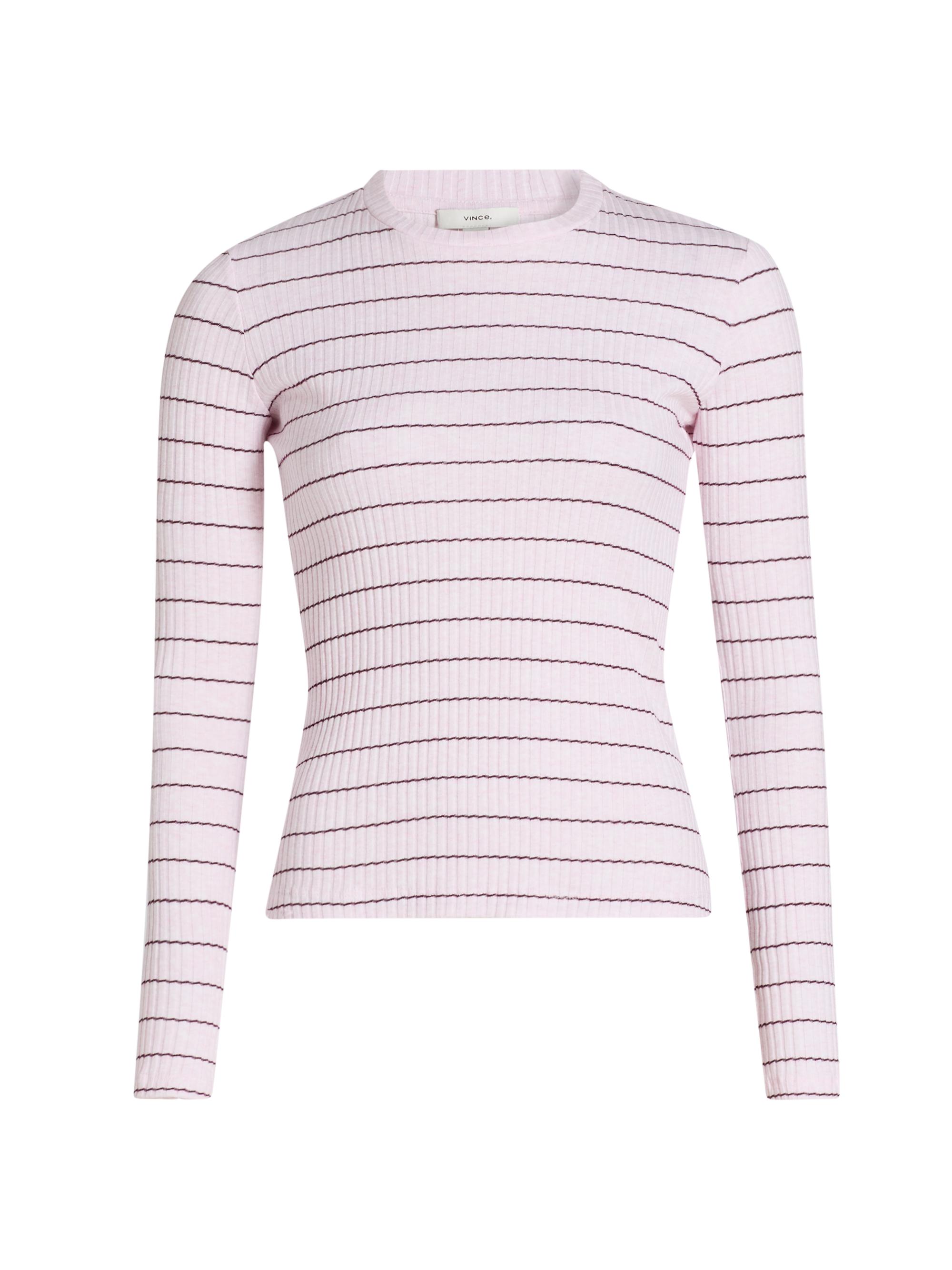 Vince Women's Striped Cotton T-Shirt - Slipper Rose Combo