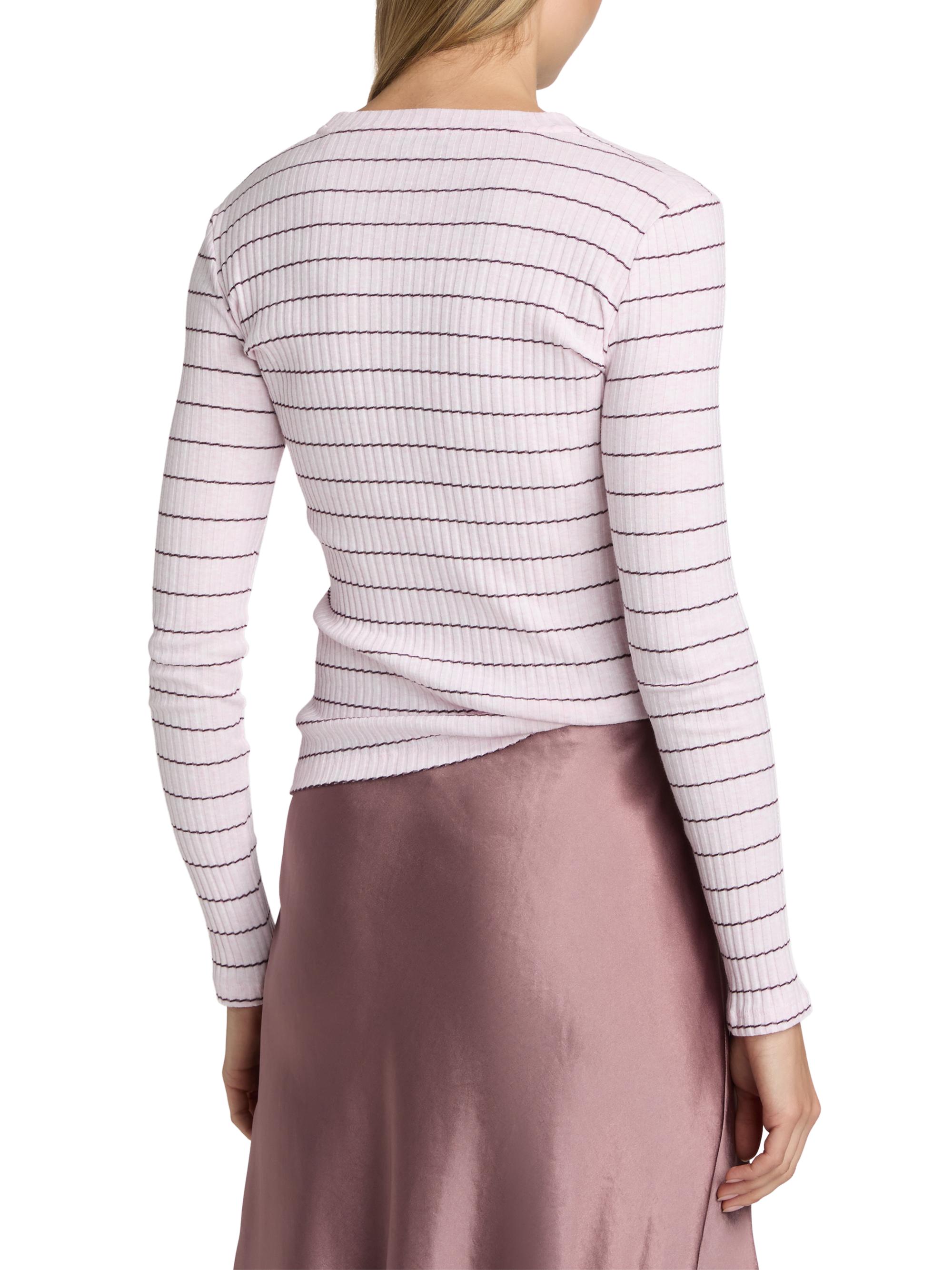Vince Women's Striped Cotton T-Shirt - Slipper Rose Combo | Thumbnail 5