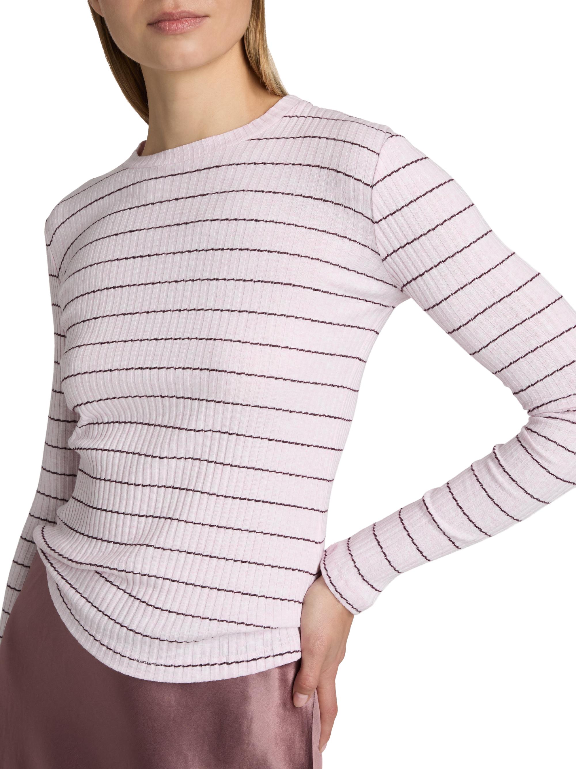 Vince Women's Striped Cotton T-Shirt - Slipper Rose Combo | Thumbnail 6