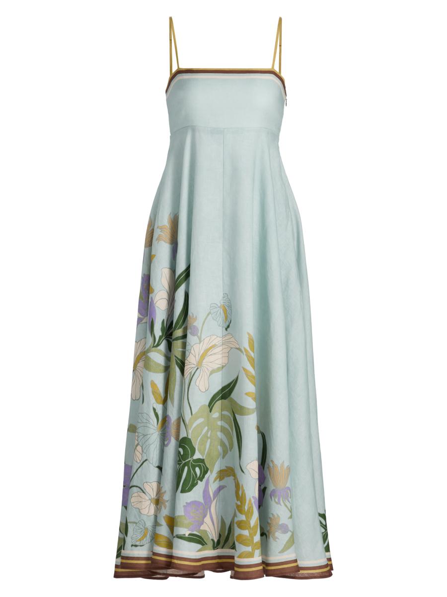 knee length dresses for ladies Alemais Women's Eden Flounce Midi Dress  Saint Bernard