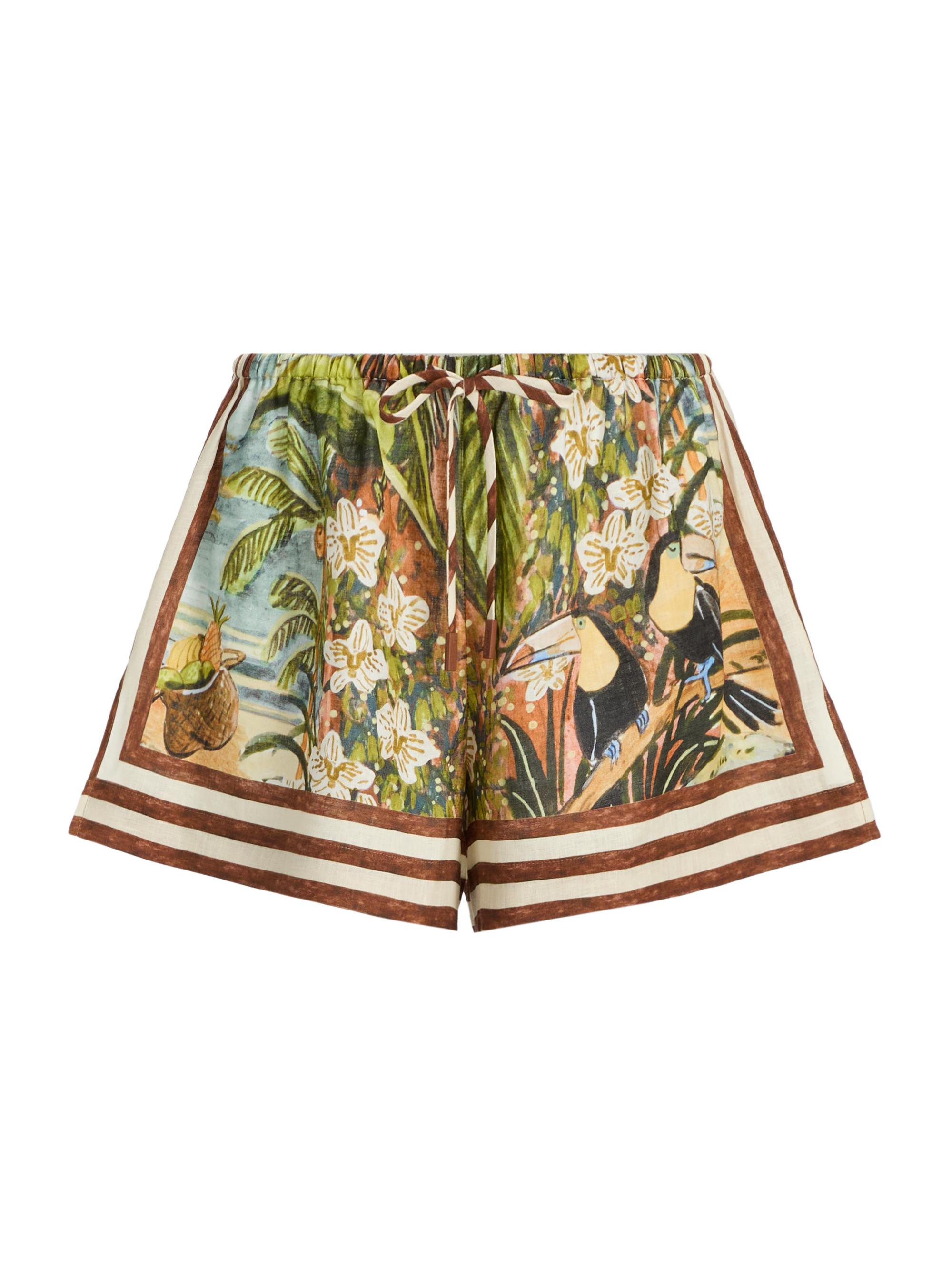 Alémais Women's Toucan Tango Printed Linen Shorts - Women's Clothing