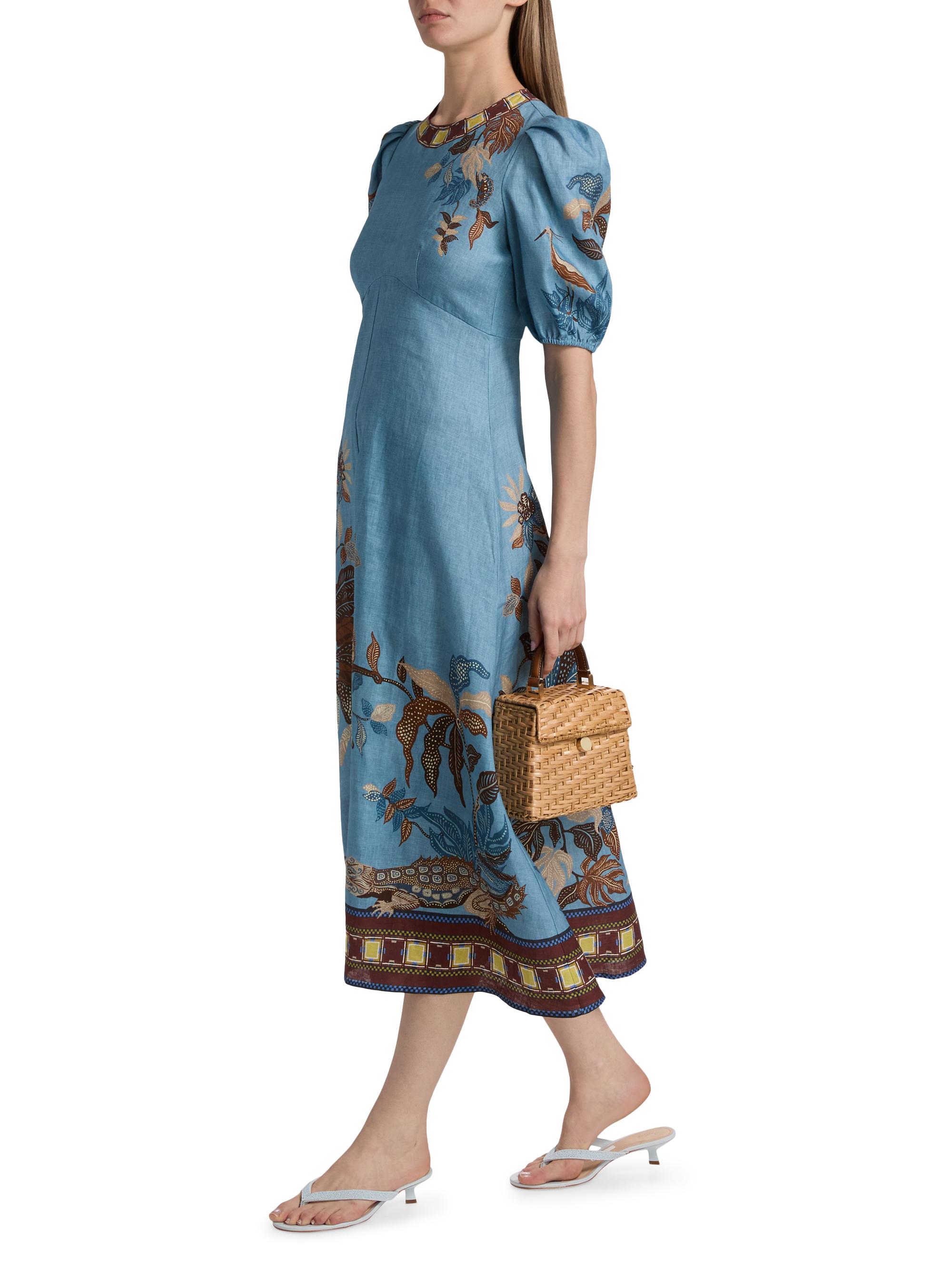 Almais Georgie Empire-Waist Linen Midi-Dress | Saks Fifth Avenue