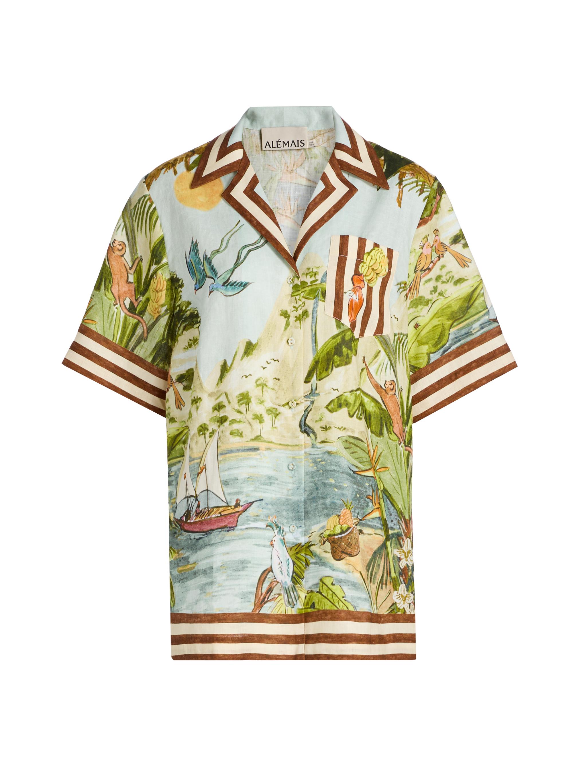 Alémais Women's Toucan Tango Linen Short-Sleeve Shirt - Women's Clothing
