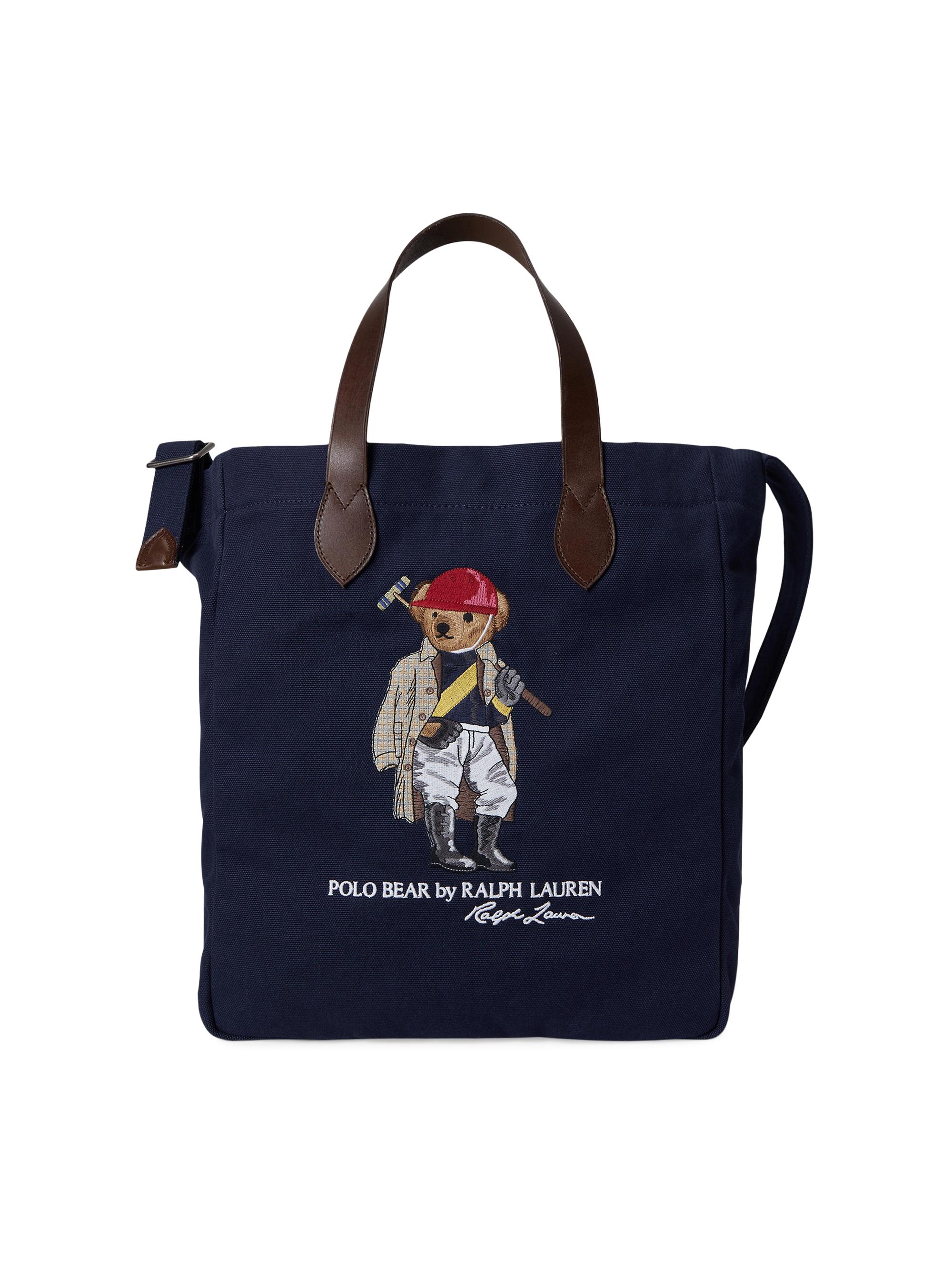 Polo Ralph Lauren Large Embroidered Polo Bear Cotton Canvas Tote