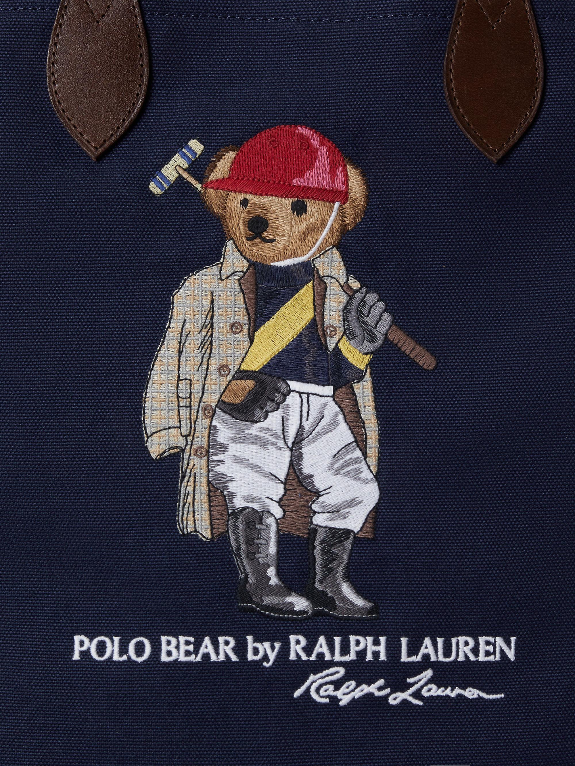 Polo Ralph Lauren Large Embroidered Polo Bear Cotton Canvas Tote