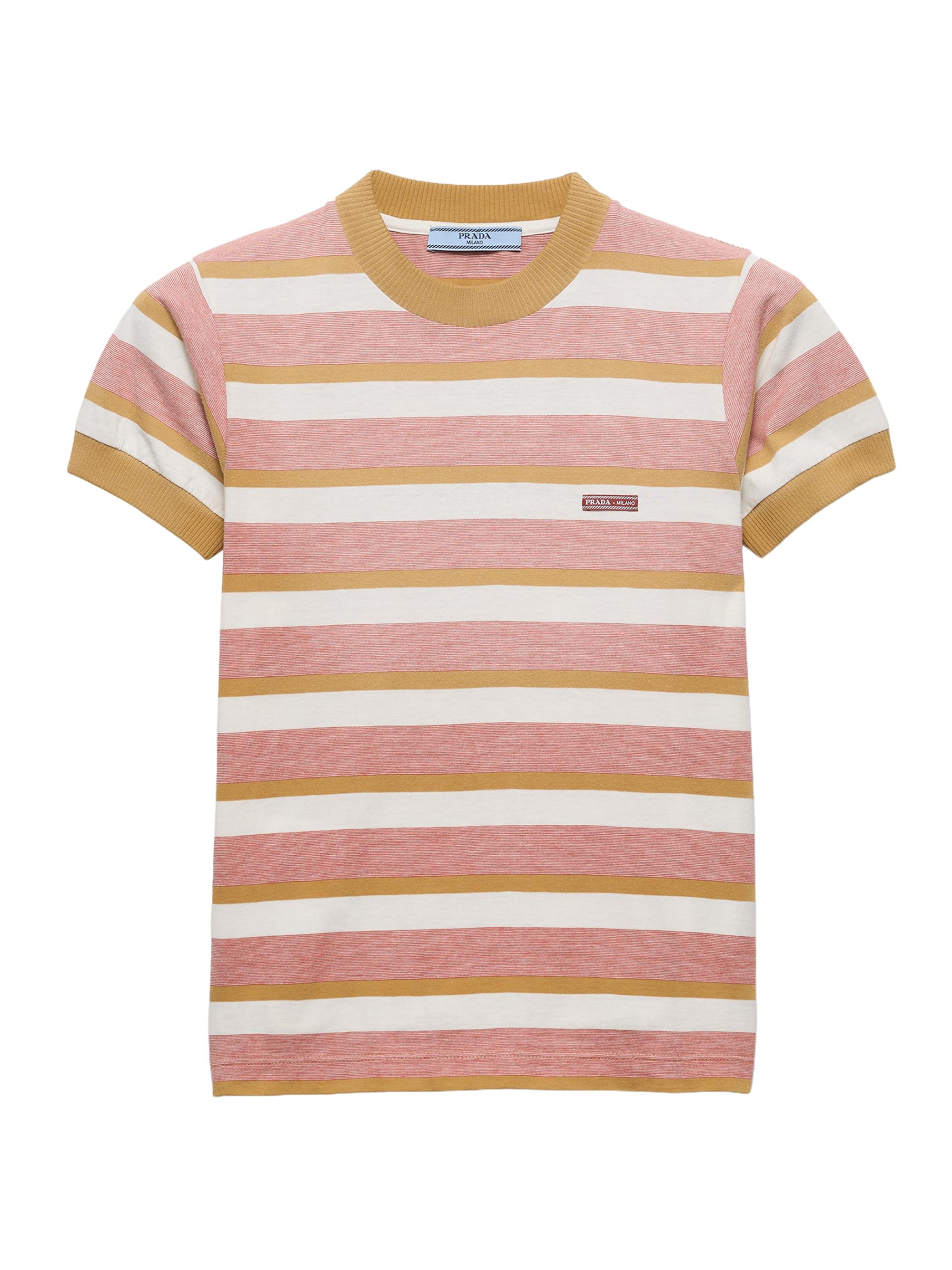 Prada Women's Bayadere Stripe Jersey T-Shirt - Orange