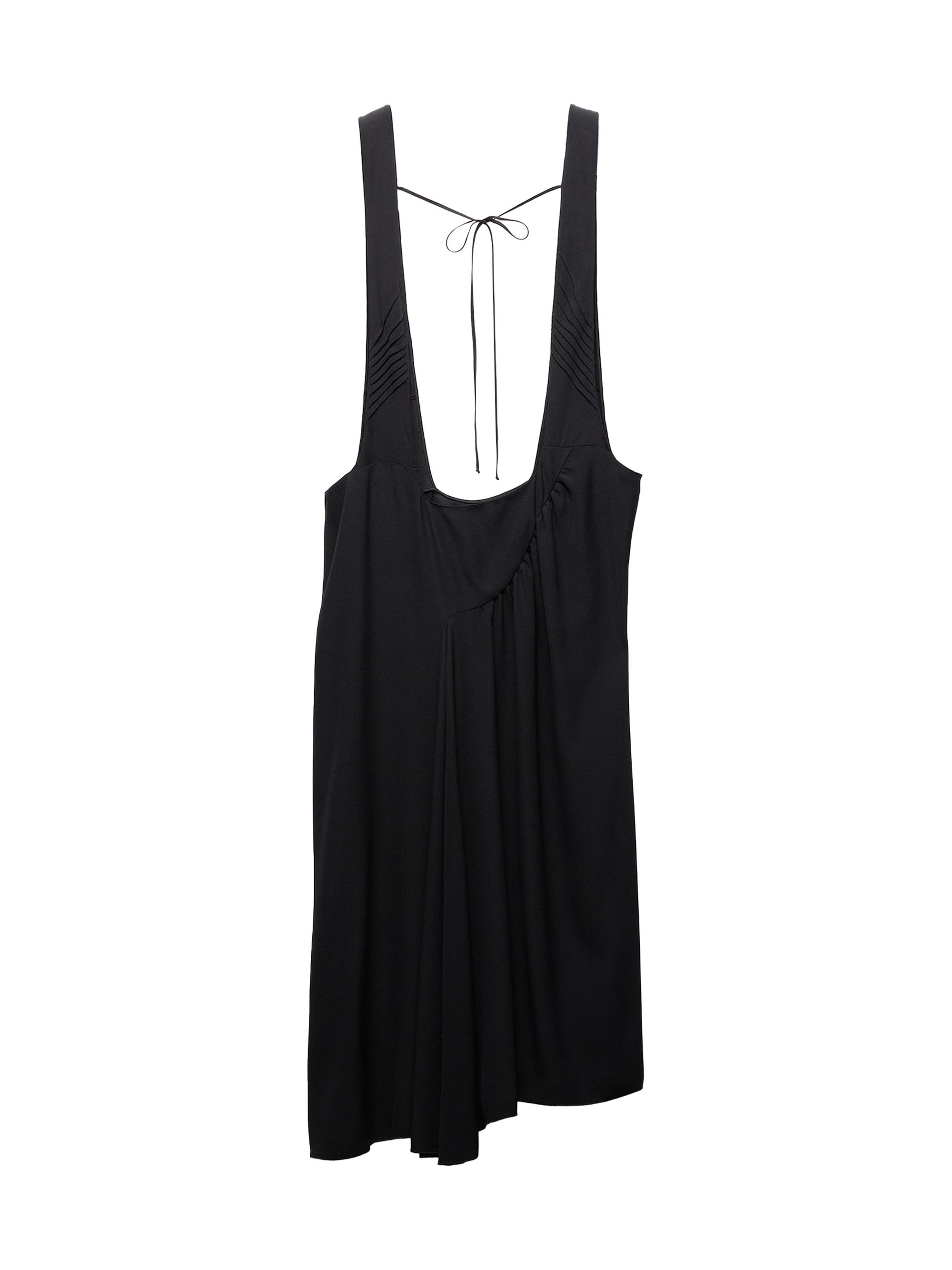 Prada Women's Satin Sablé Dress with Suspenders - Black