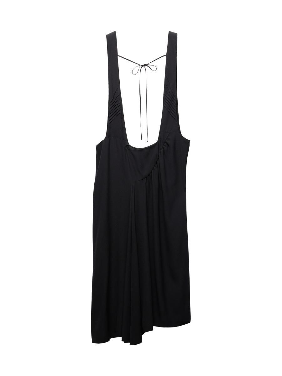 Prada Women's Satin Sablé Dress With Suspenders In Black