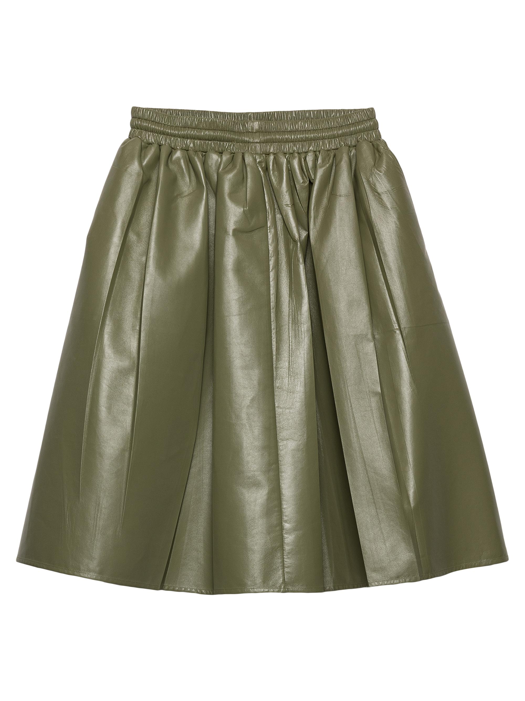 Prada Women's Pleated Nappa Leather Skirt - Green
