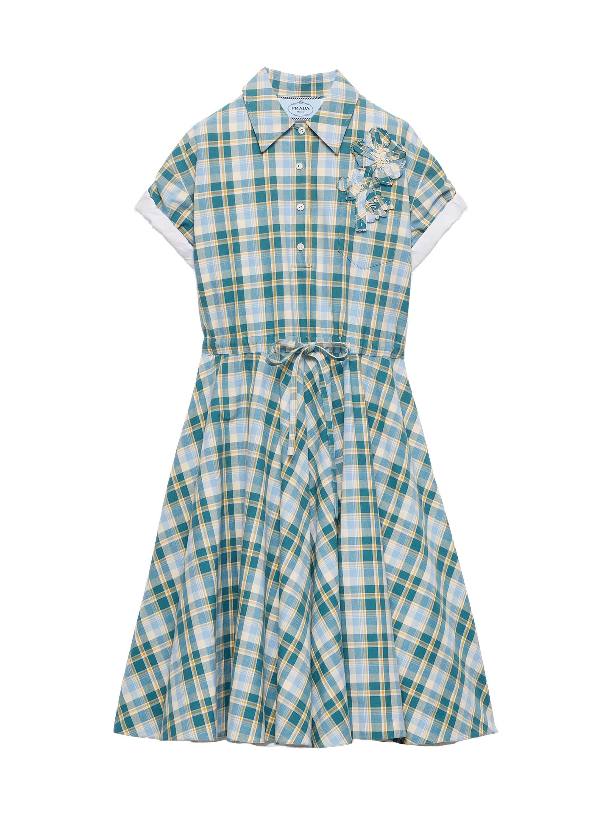 Prada Women's Embroidered Checked Cotton Dress